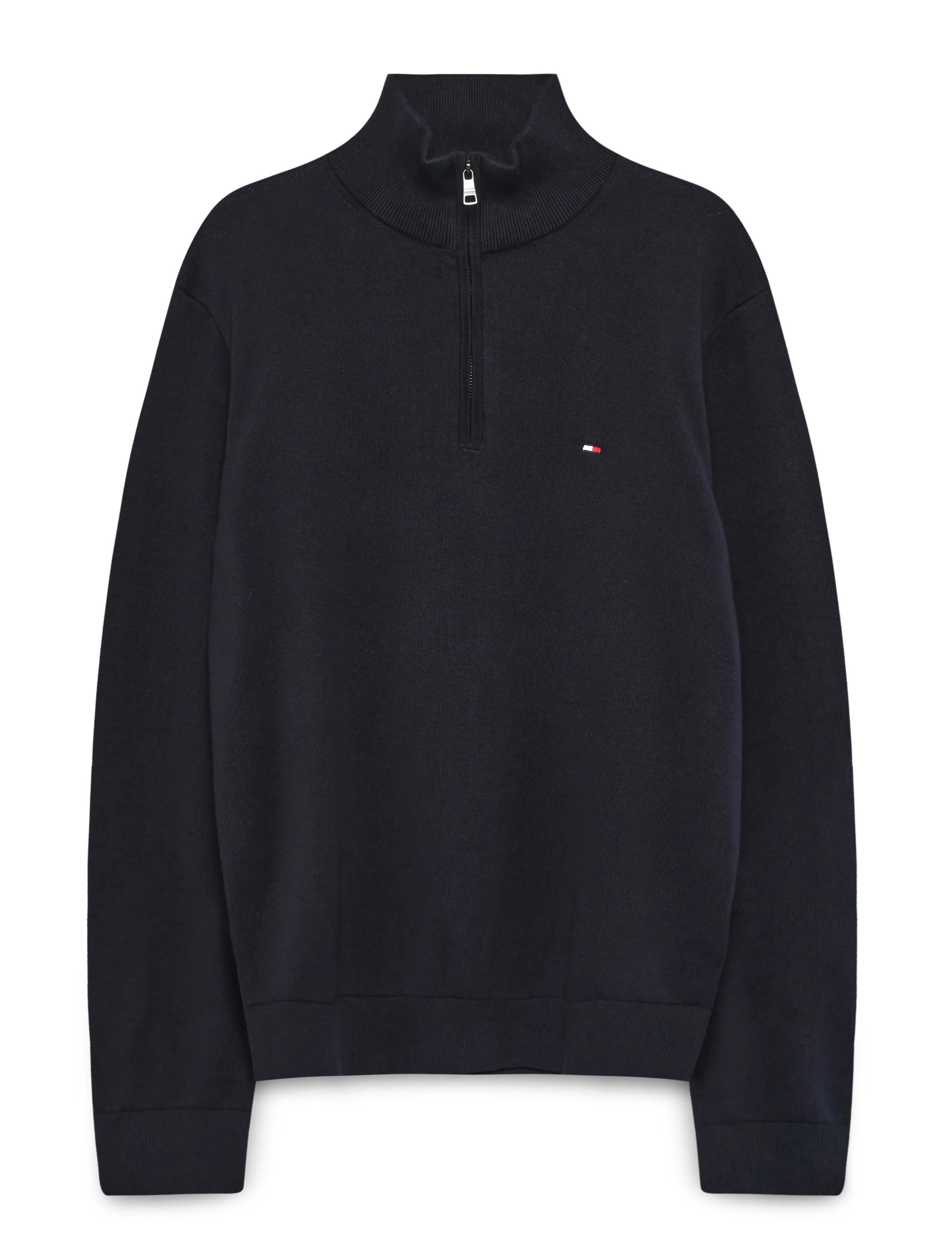 Tommy Hilfiger ESSENTIAL COTTON ZIP MOCK - Strik - DESERT SKY / navy