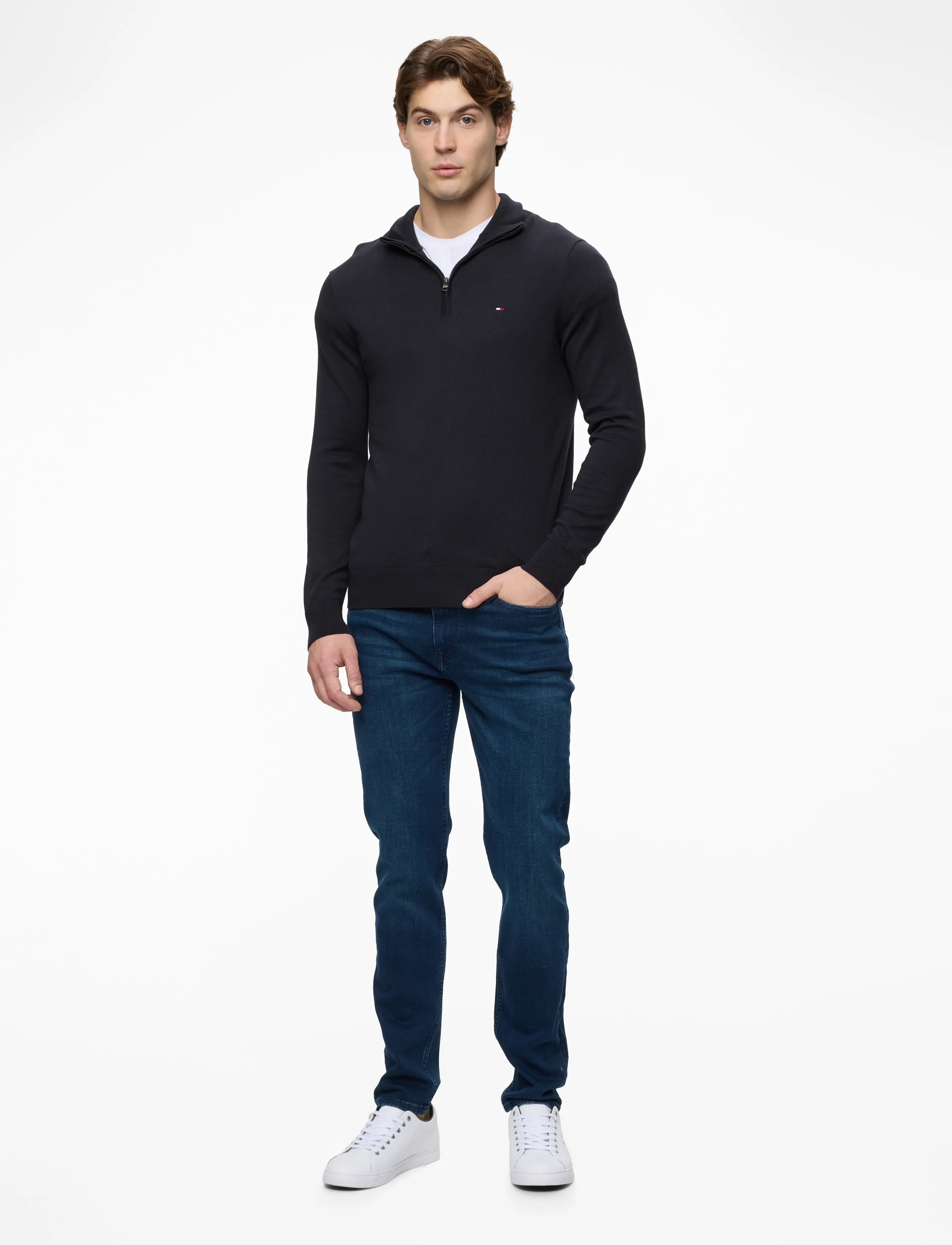 Tommy Hilfiger - ESSENTIAL COTTON ZIP MOCK - tõmblukk-kaelusega džemprid - desert sky - 3