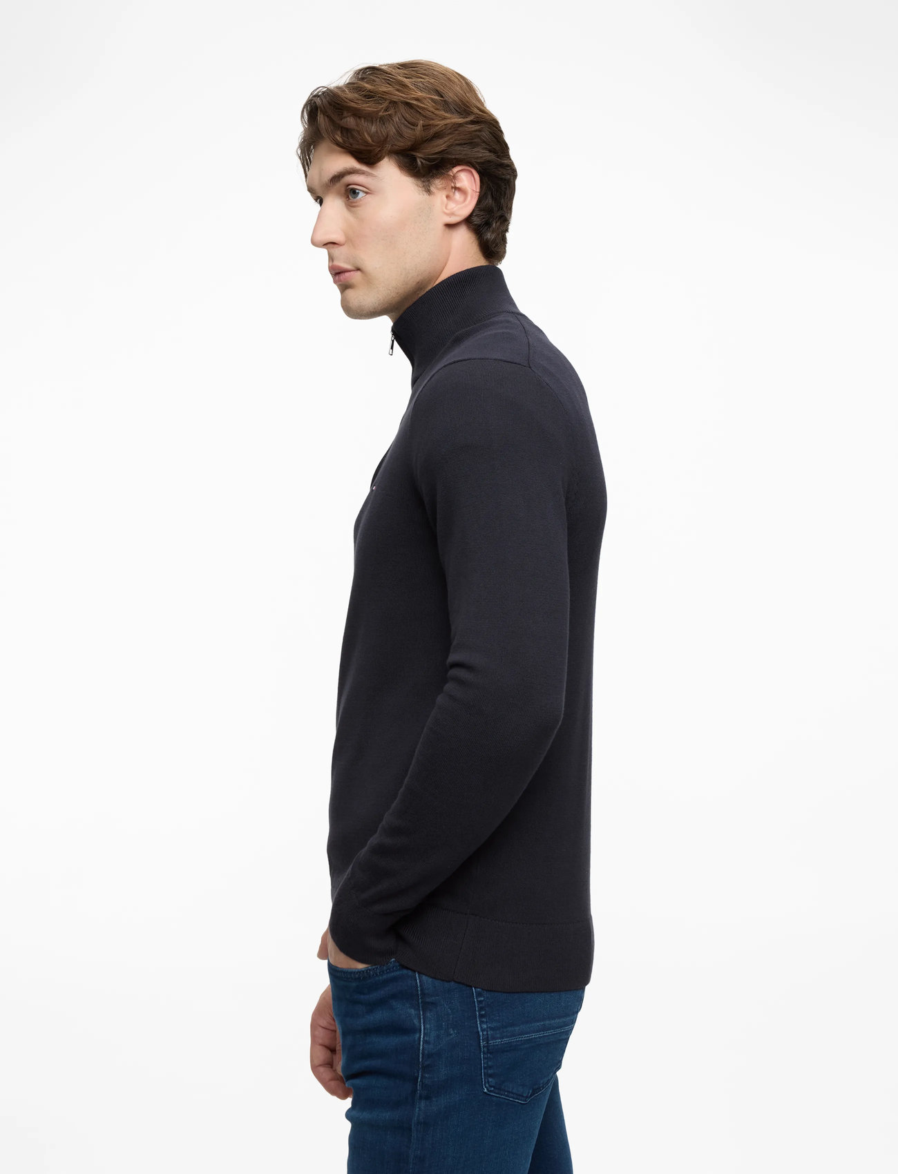 Tommy Hilfiger - ESSENTIAL COTTON ZIP MOCK - kardigany z zamkiem do połowy - desert sky - 4