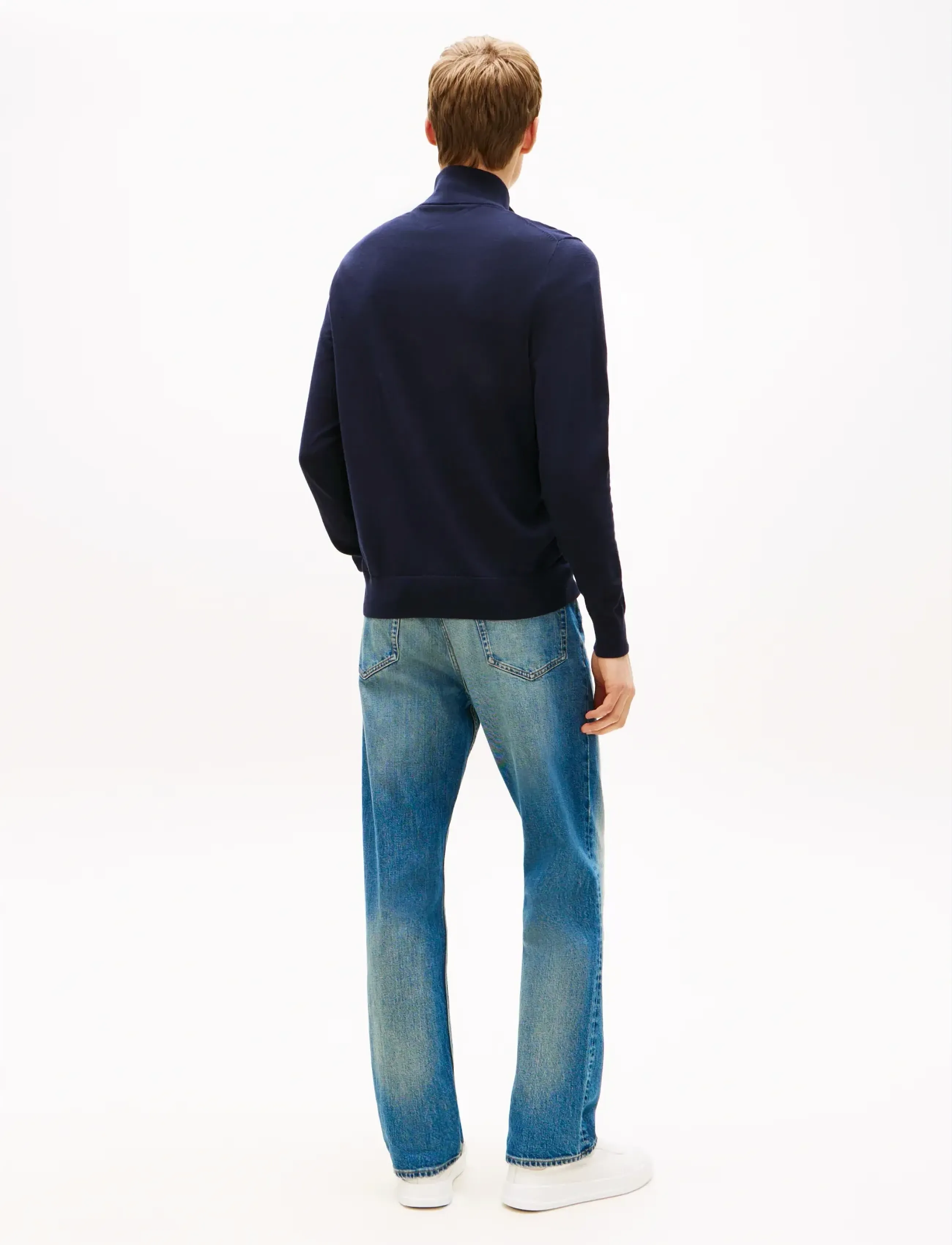 Tommy Hilfiger ESSENTIAL COTTON ZIP MOCK - Dzień Ojca - DESERT SKY / navy