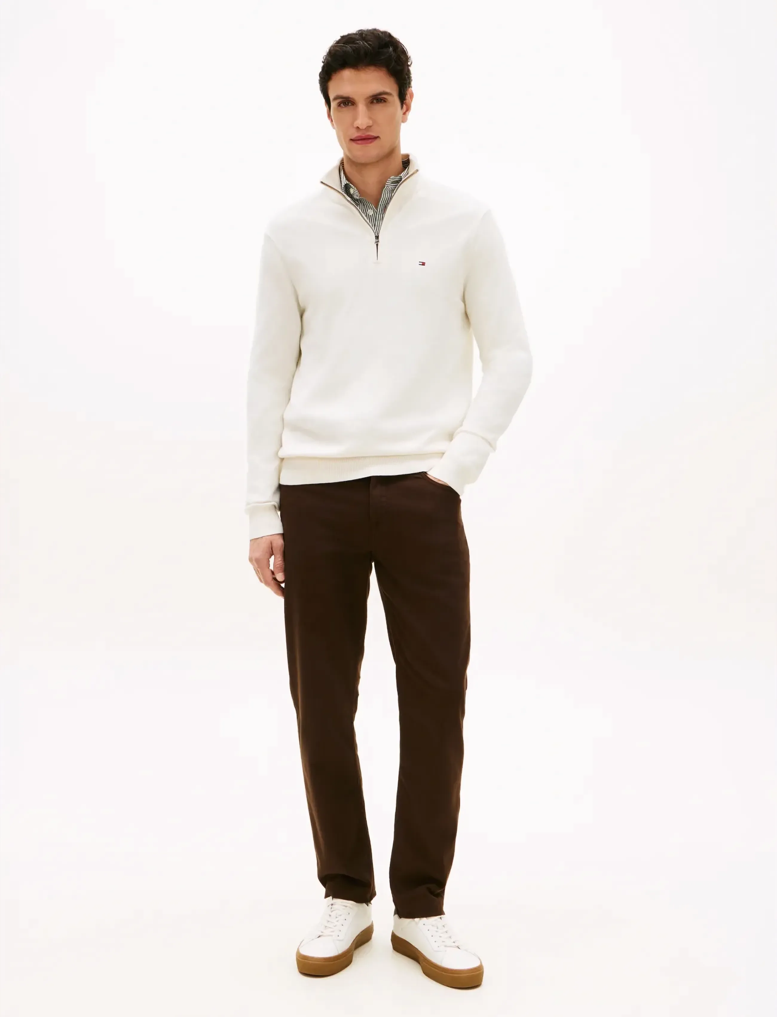 Tommy Hilfiger - ESSENTIAL COTTON ZIP MOCK - pullover mit halbem reißverschluss - ivory petal - 3