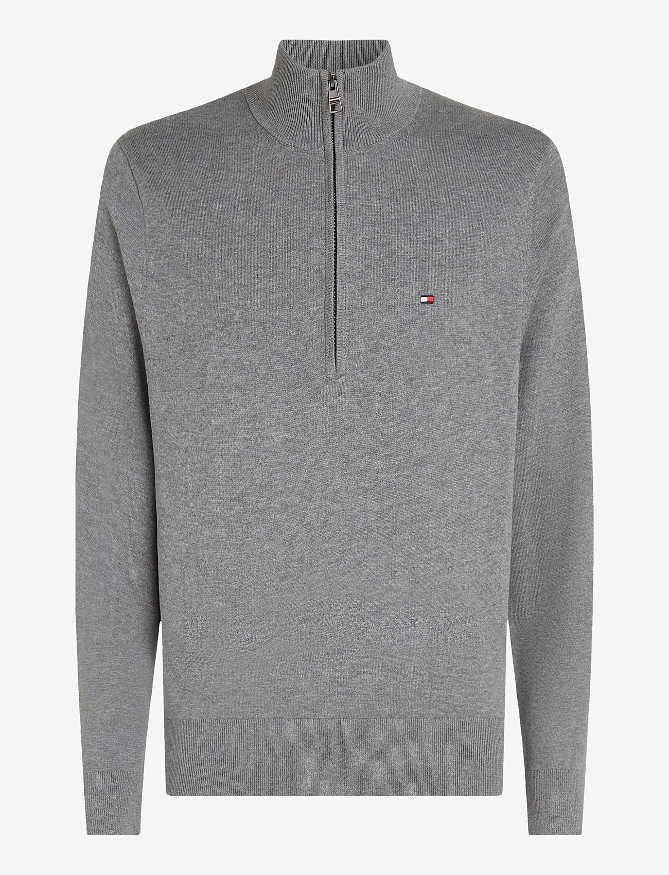 Tommy Hilfiger - ESSENTIAL COTTON ZIP MOCK - pullover mit halbem reißverschluss - medium grey heather - 1