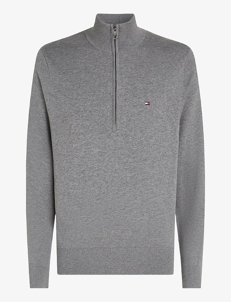 Tommy Hilfiger - ESSENTIAL COTTON ZIP MOCK - pullover mit halbem reißverschluss - medium grey heather - 1
