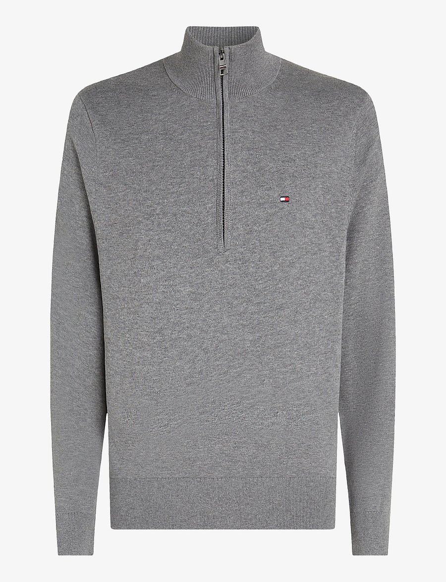 Tommy Hilfiger - ESSENTIAL COTTON ZIP MOCK - pullover mit halbem reißverschluss - medium grey heather - 1