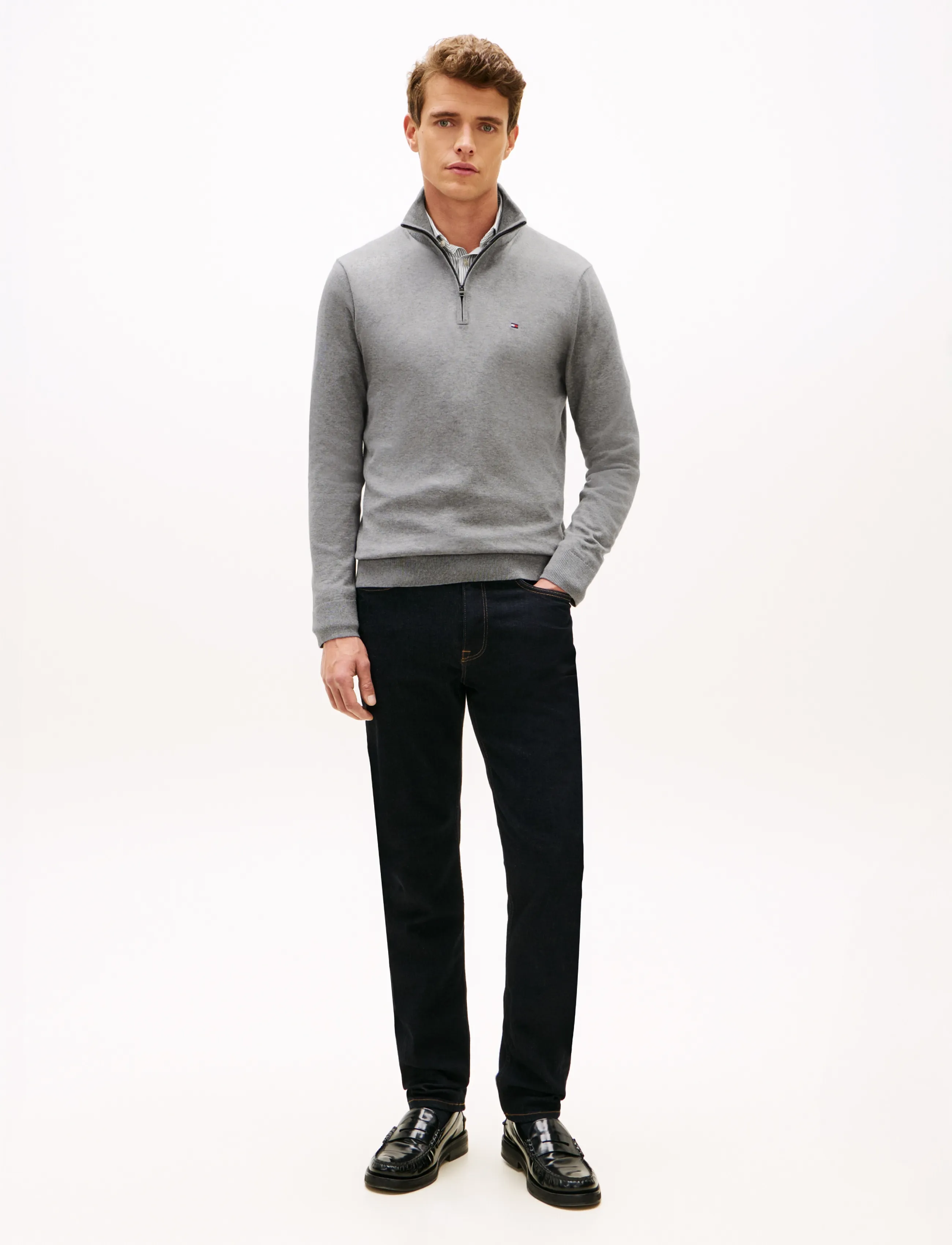 Tommy Hilfiger - ESSENTIAL COTTON ZIP MOCK - mehed - medium grey heather - 2