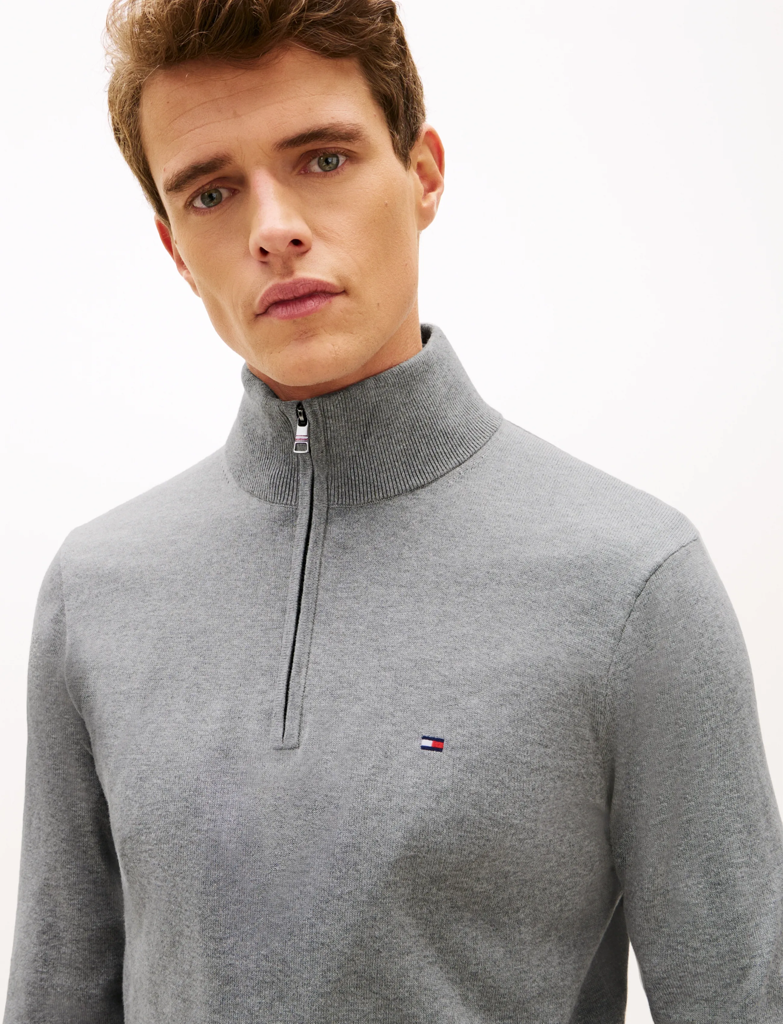 Tommy Hilfiger - ESSENTIAL COTTON ZIP MOCK - tõmblukk-kaelusega džemprid - medium grey heather - 4
