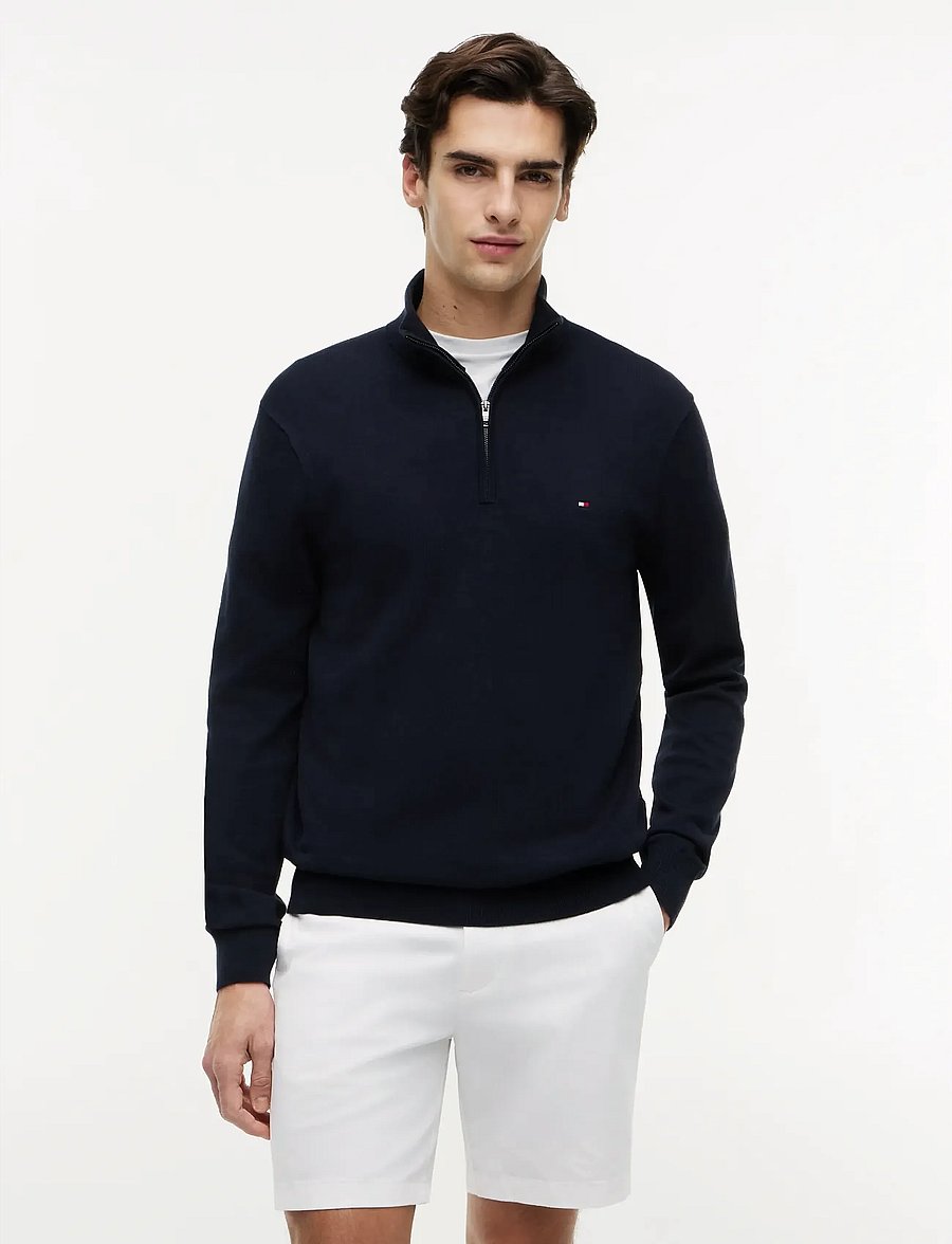 Tommy Hilfiger - ESSENTIAL COTTON ZIP MOCK - pullover mit halbem reißverschluss - navy blue - 1