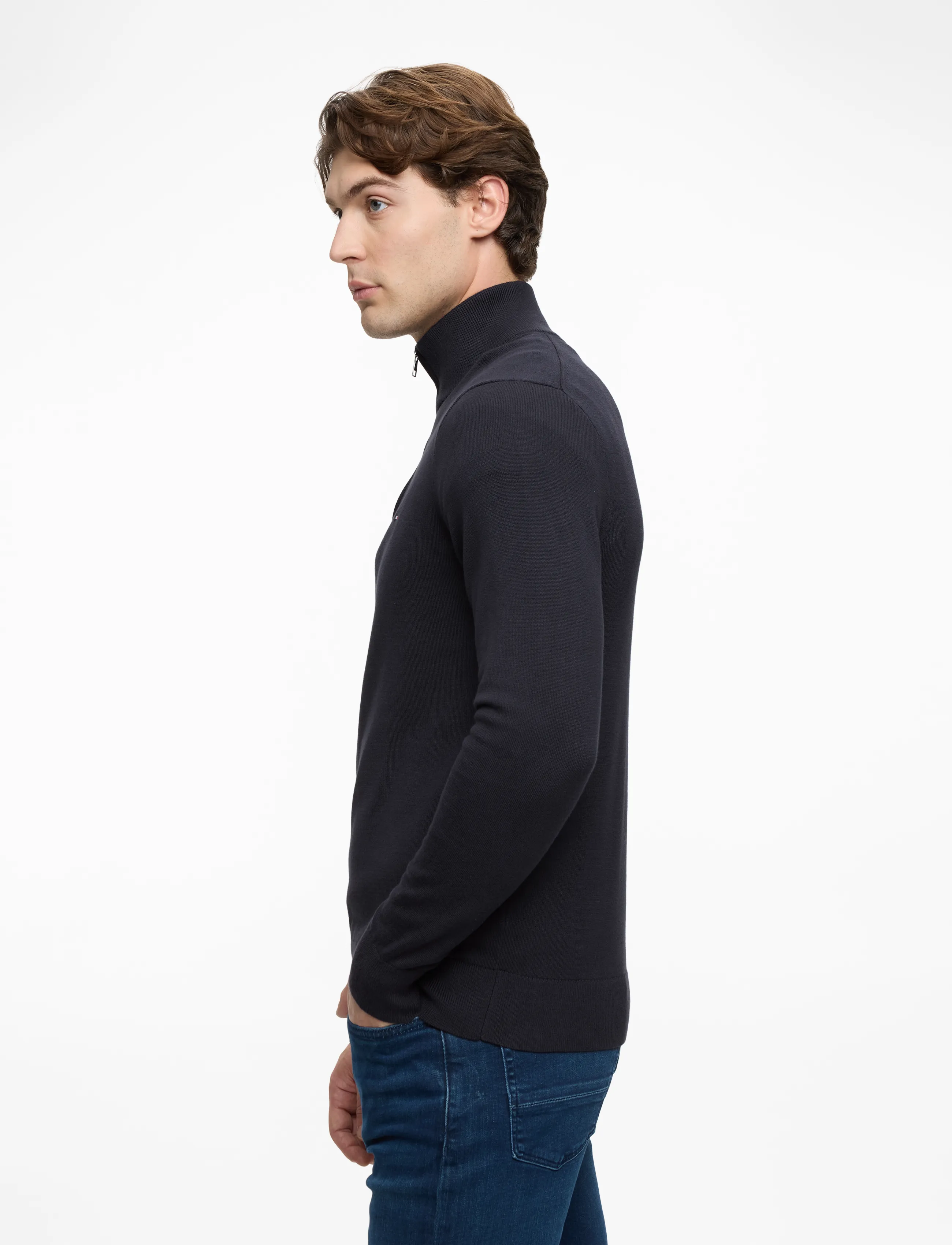 Tommy Hilfiger - ESSENTIAL COTTON ZIP MOCK - džemperi ar daļēju rāvējslēdzēja aizdari - navy blue - 4