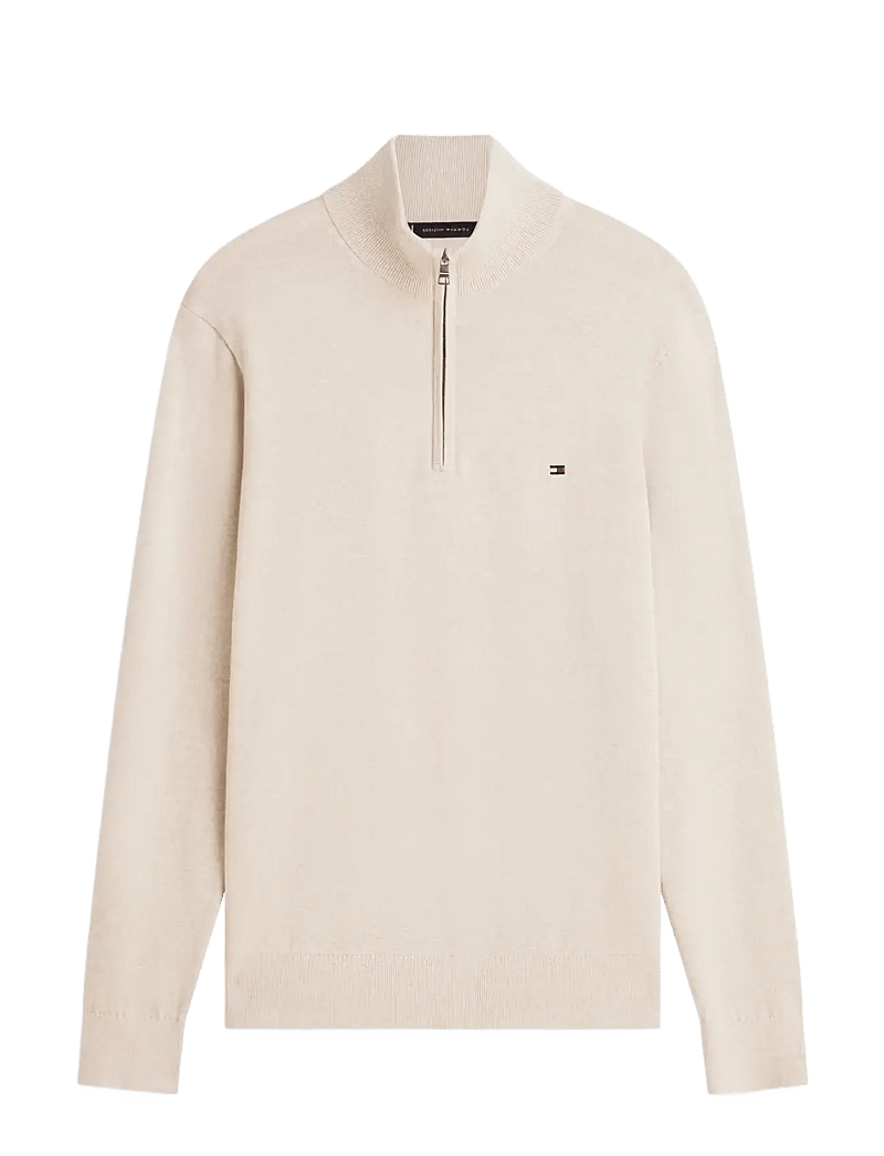 Tommy Hilfiger - ESSENTIAL COTTON ZIP MOCK - pullover mit halbem reißverschluss - sandalwood heather - 1
