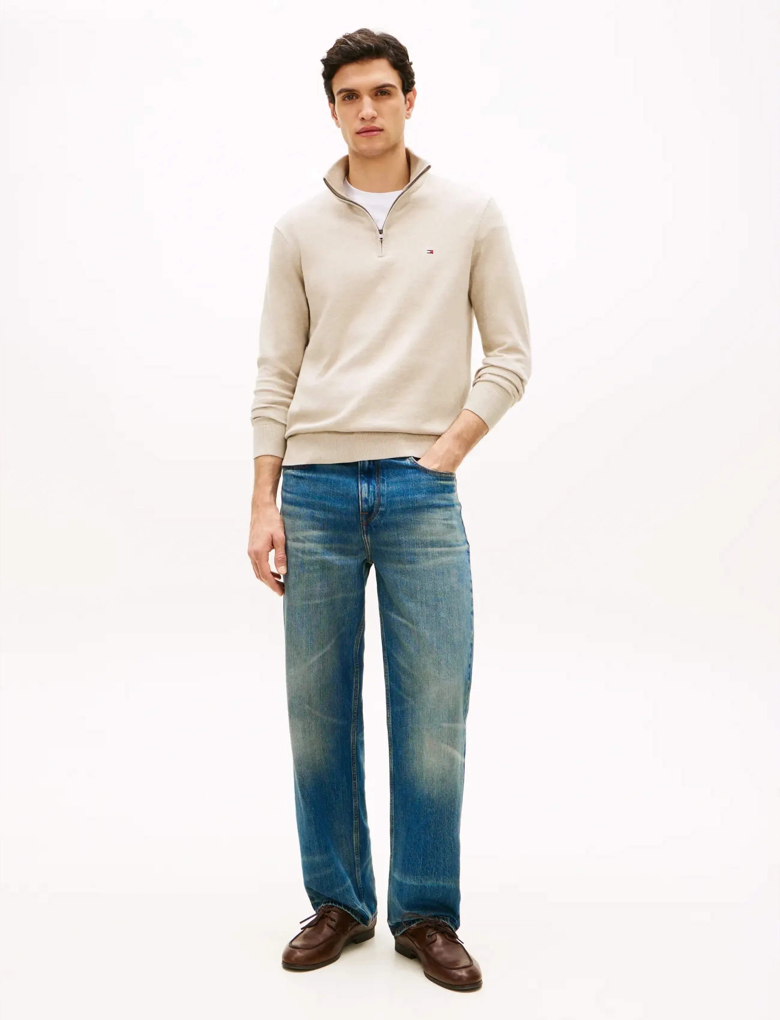 Tommy Hilfiger - ESSENTIAL COTTON ZIP MOCK - pullover mit halbem reißverschluss - sandalwood heather - 3