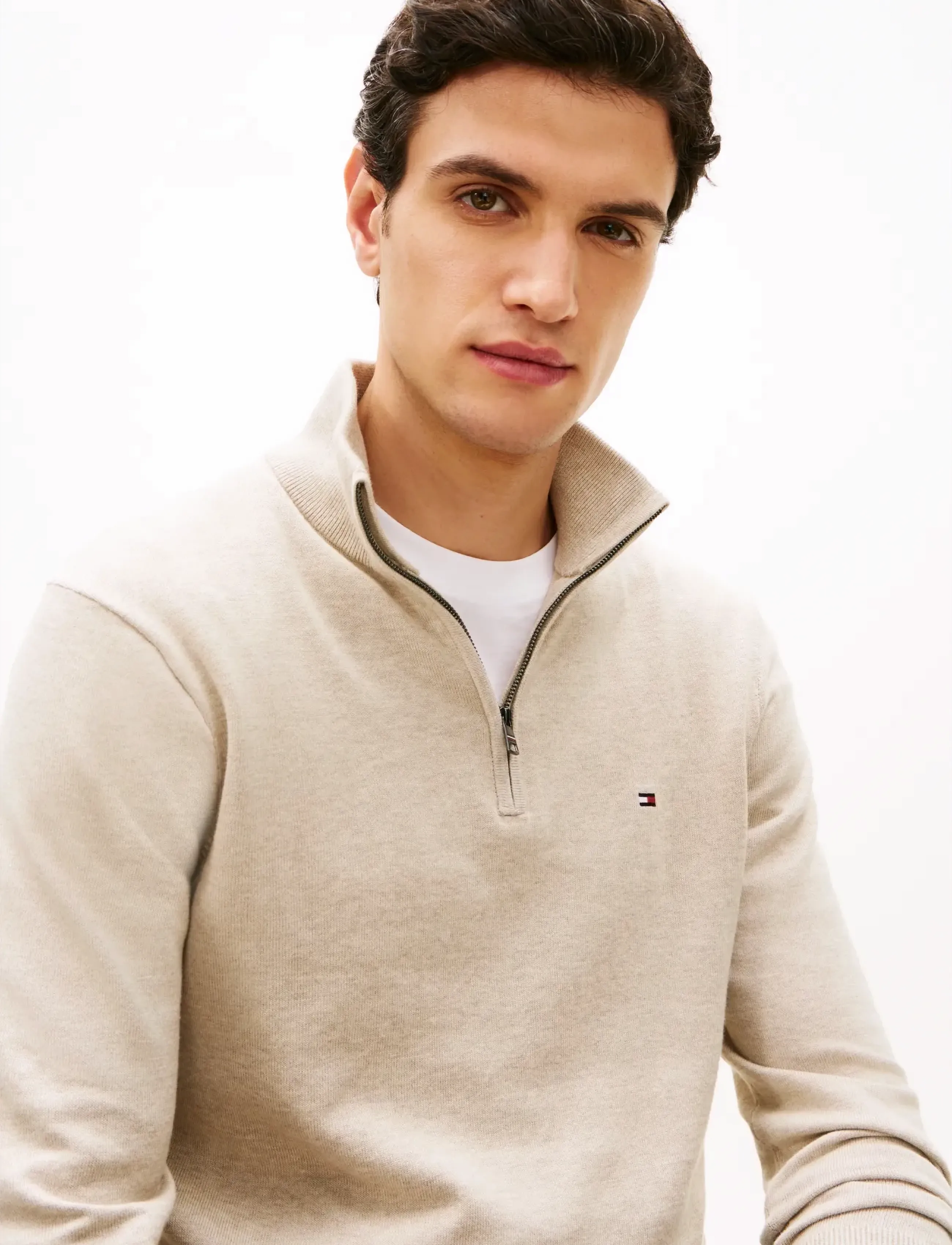 TOMMY HILFIGER Essential Cotton Zip Mock stickade tröjor herr – bild 4