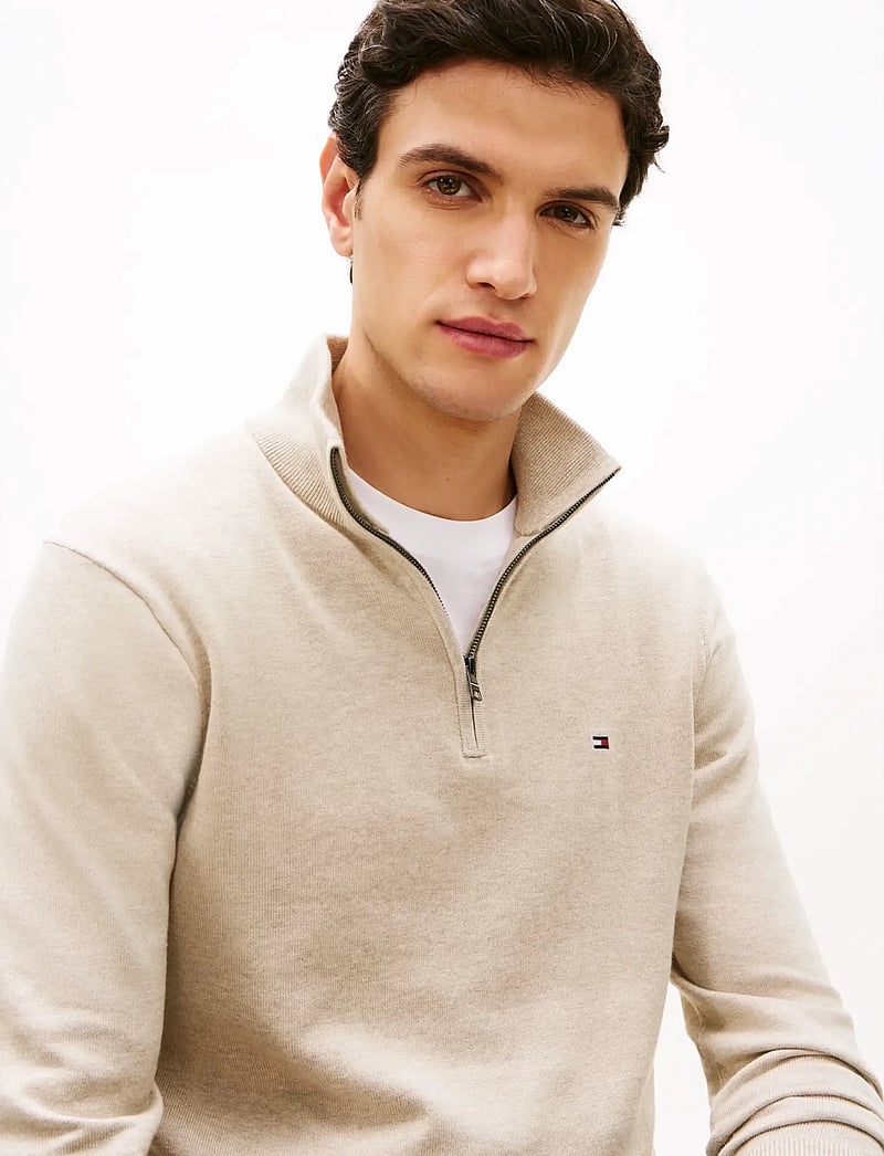 Tommy Hilfiger - ESSENTIAL COTTON ZIP MOCK - pullover mit halbem reißverschluss - sandalwood heather - 4