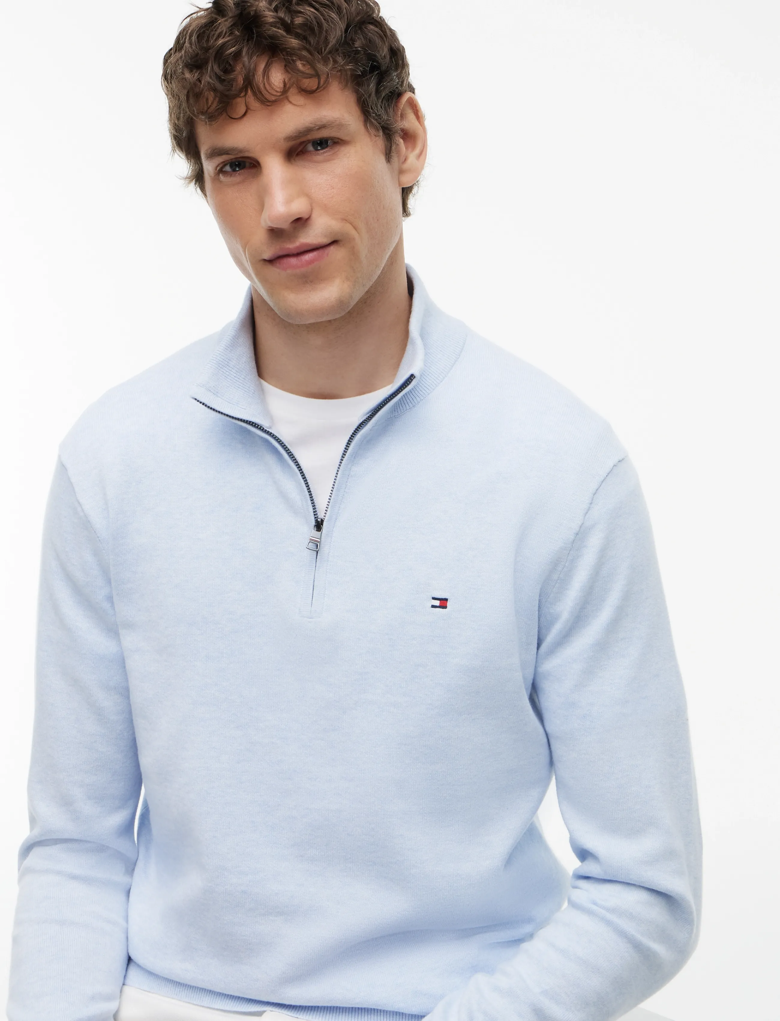 Tommy Hilfiger - ESSENTIAL COTTON ZIP MOCK - half zip-tröjor - sky blue heather - 3