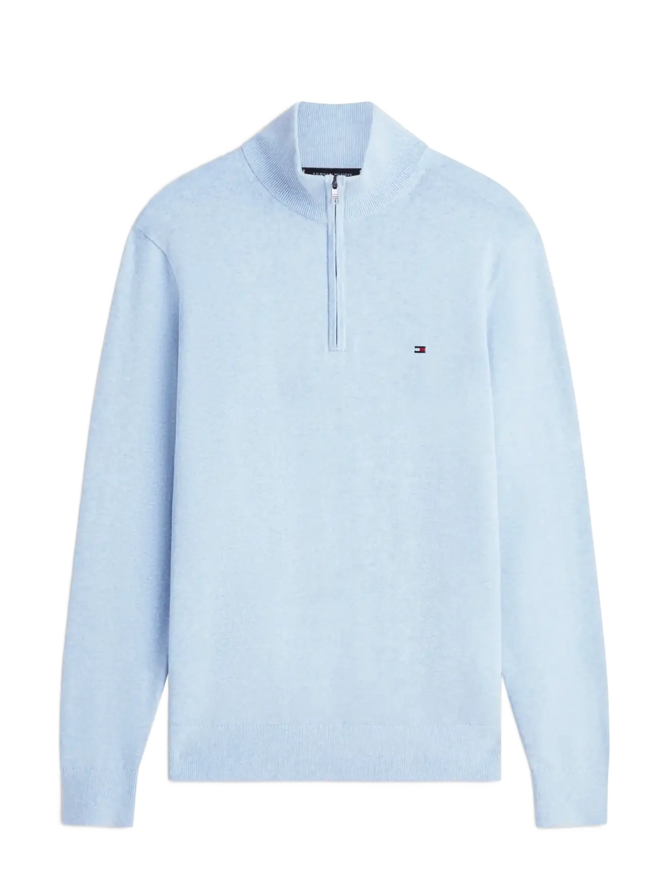 ESSENTIAL COTTON ZIP MOCK - VESSEL BLUE HEATHER