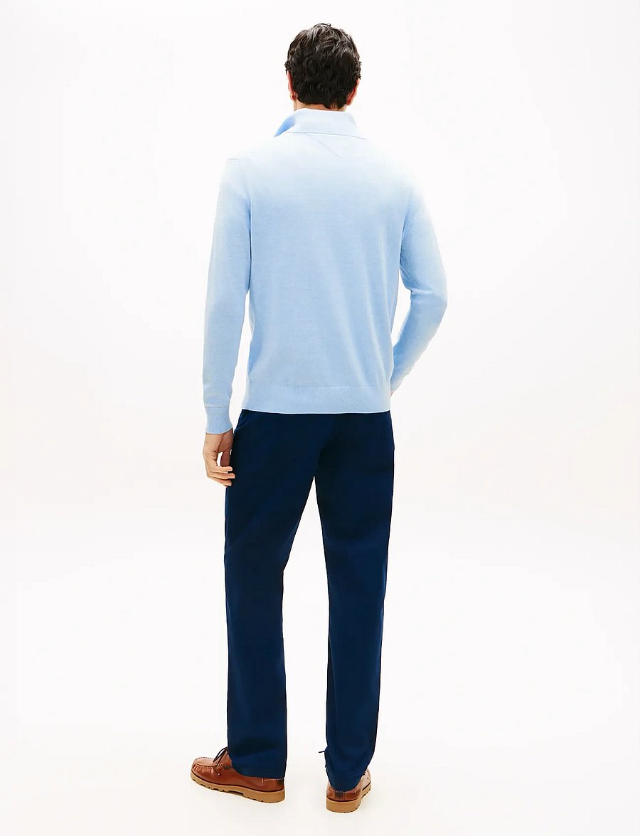 Tommy Hilfiger - ESSENTIAL COTTON ZIP MOCK - puolivetoketjulliset neuleet - vessel blue heather - 2