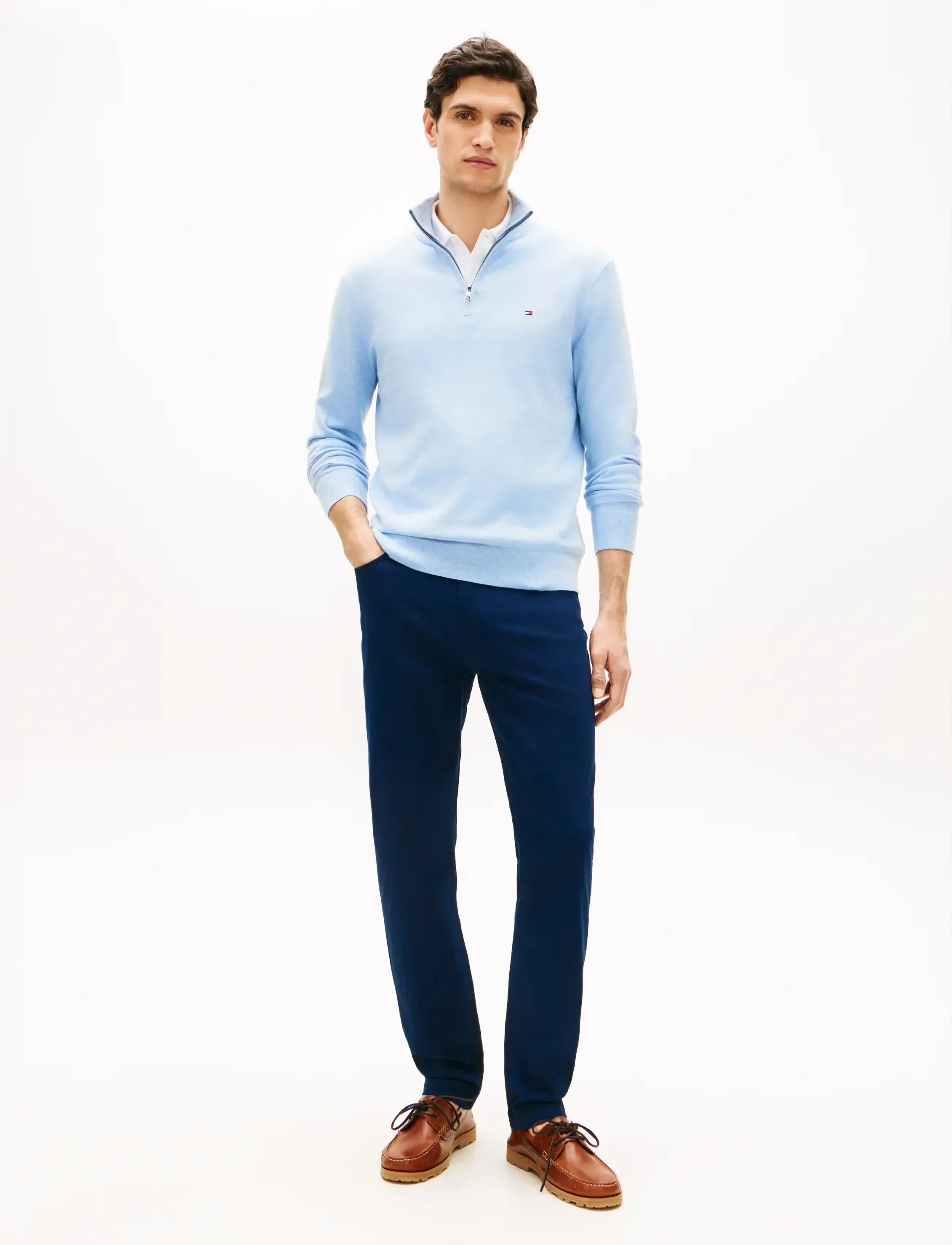 Tommy Hilfiger - ESSENTIAL COTTON ZIP MOCK - tõmblukk-kaelusega džemprid - vessel blue heather - 3