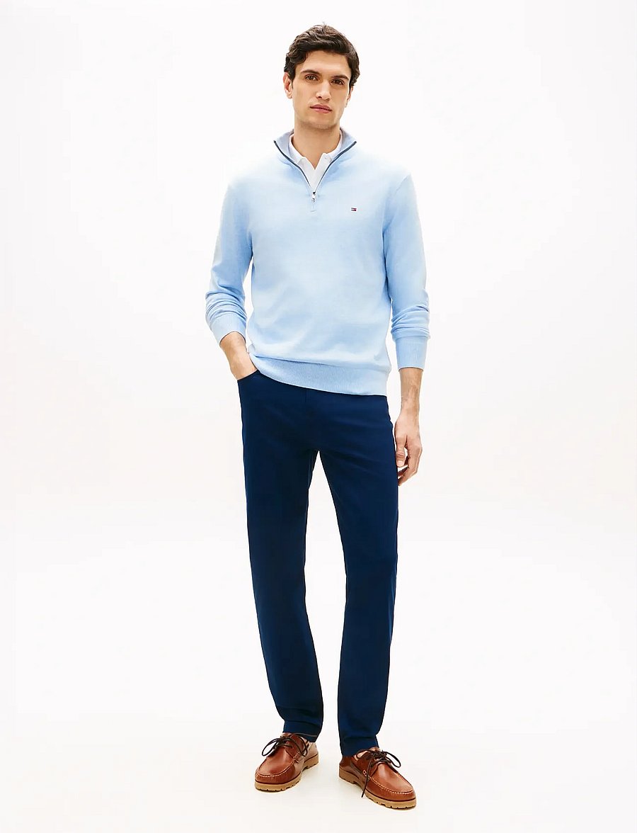 Tommy Hilfiger - ESSENTIAL COTTON ZIP MOCK - puolivetoketjulliset neuleet - vessel blue heather - 3