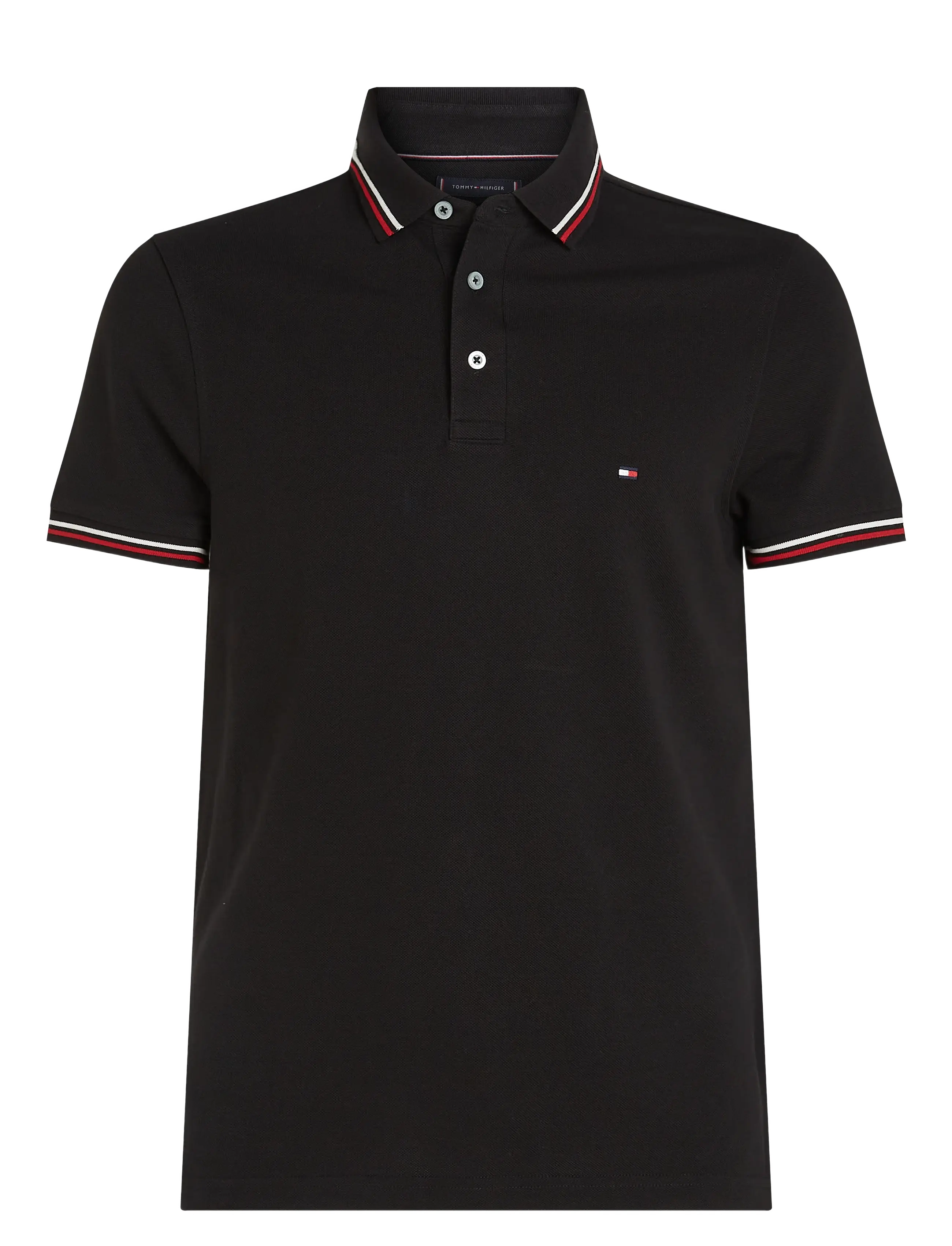 TIPPED SLIM FIT POLO - BLACK