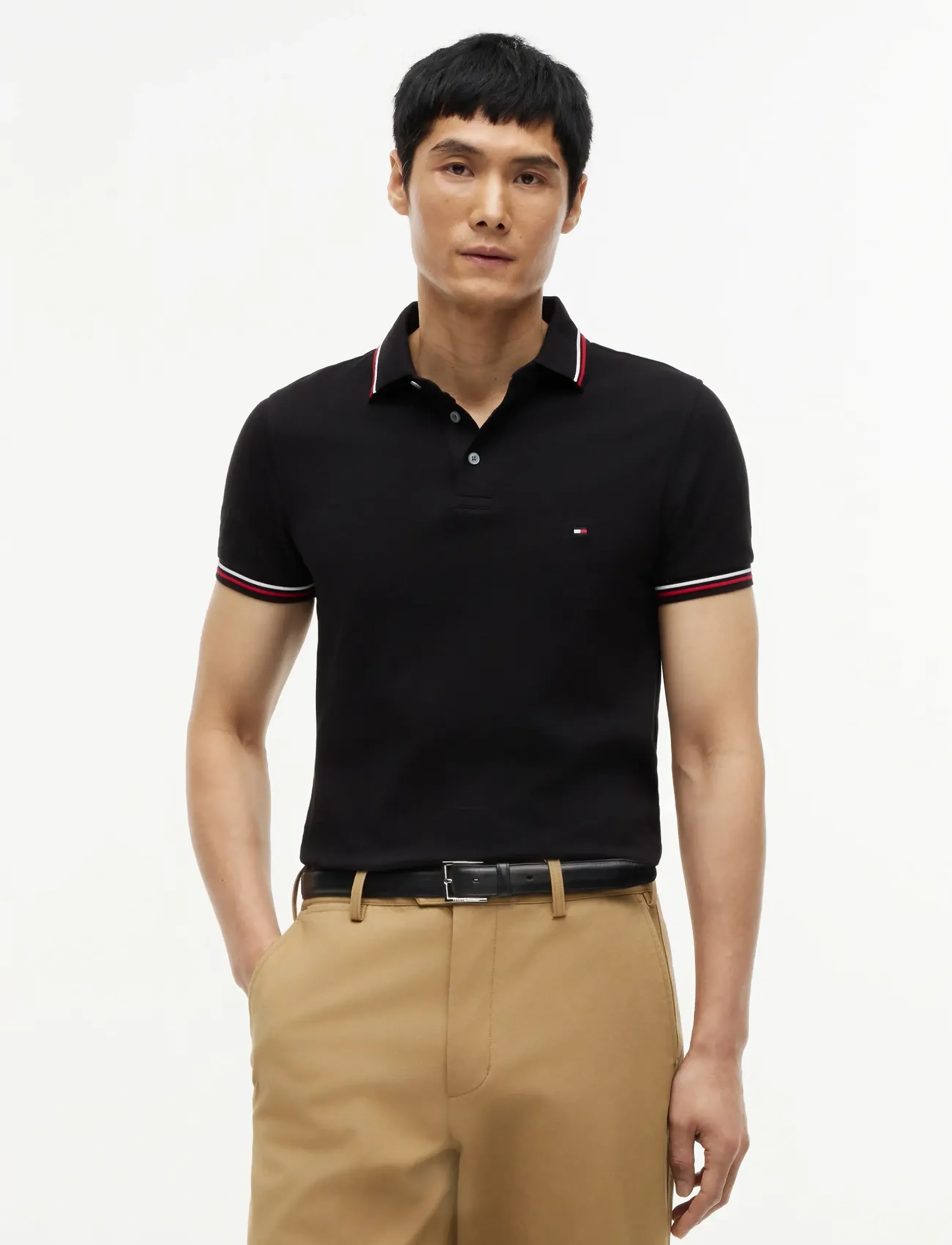 Tommy Hilfiger TIPPED SLIM FIT POLO - Herbst-Deals - BLACK / black