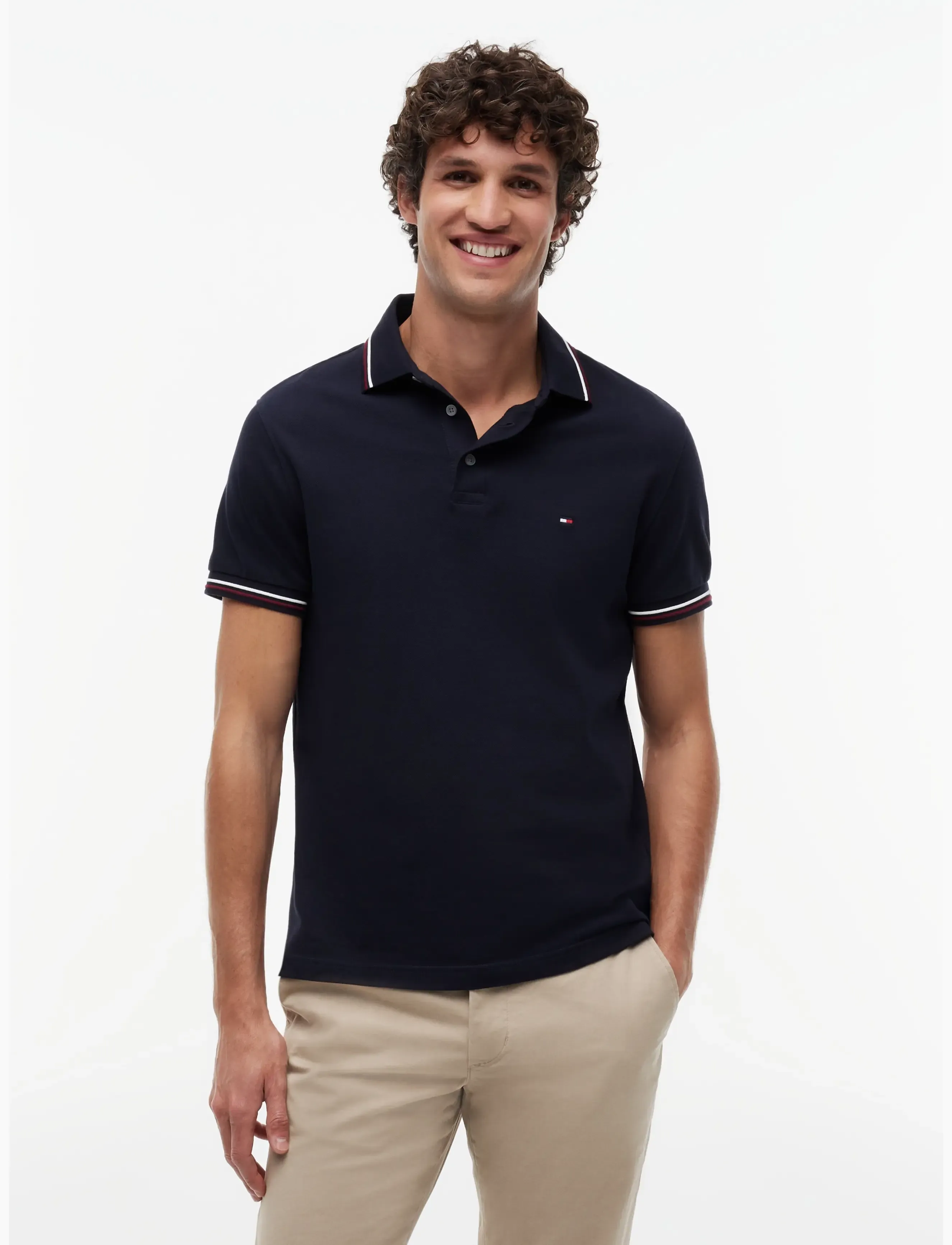 Tommy Hilfiger TIPPED SLIM FIT POLO - Kurzärmelig - DESERT SKY / navy