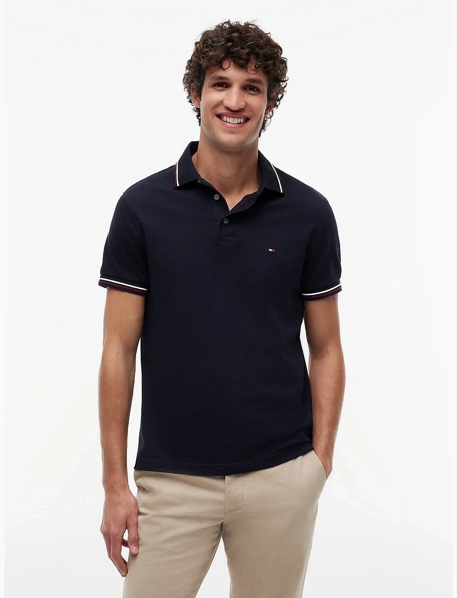 Tommy Hilfiger - TIPPED SLIM FIT POLO - lühikeste varrukatega polod - desert sky - 0