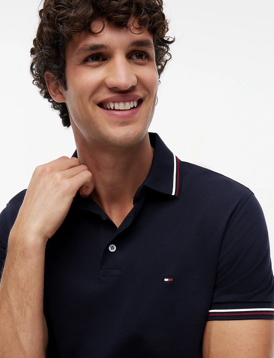 Tommy Hilfiger - TIPPED SLIM FIT POLO - lühikeste varrukatega polod - desert sky - 4