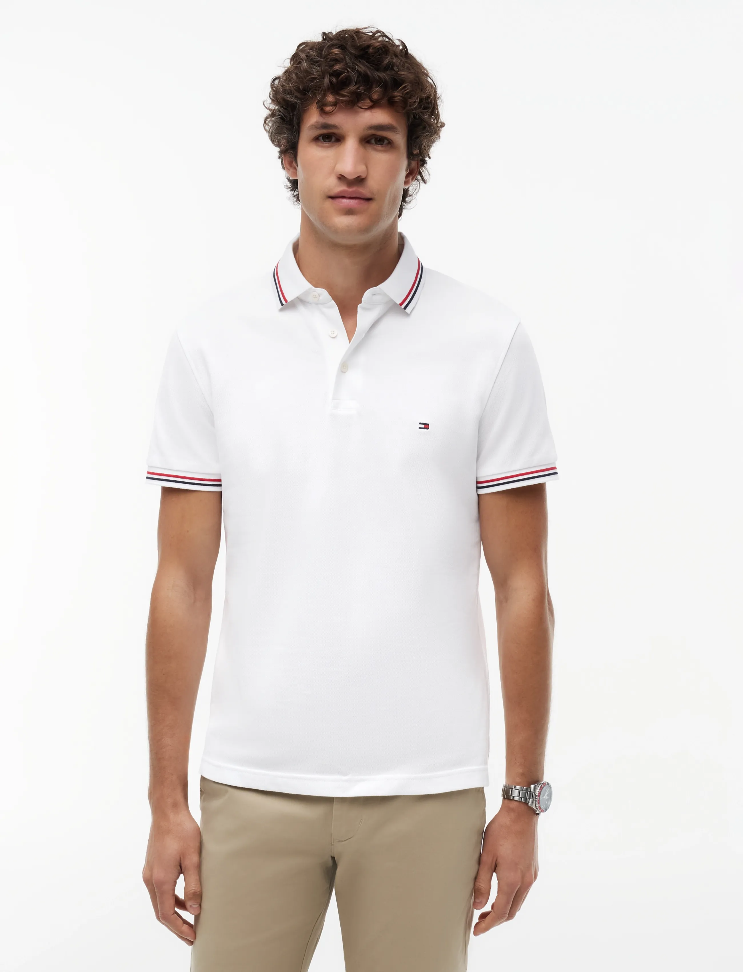 Tommy Hilfiger TIPPED SLIM FIT POLO - Kurzärmelig - WHITE / white