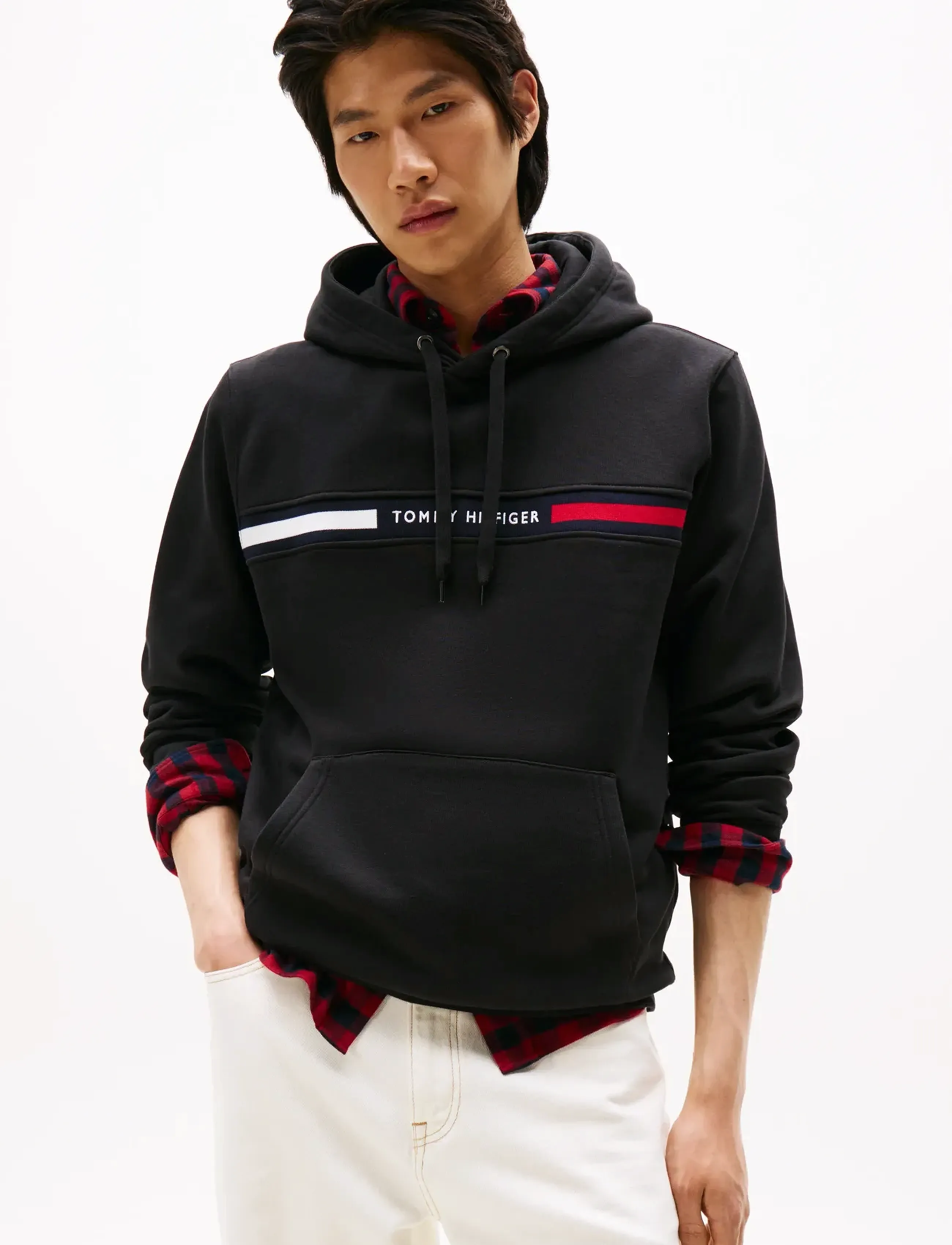 Tommy Hilfiger Hilfiger Chest Insert Hoody, S, Black, Sweatshirts & Hættetrøjer > Hættetrøjer, Herre