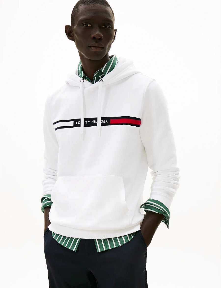 Tommy Hilfiger - HILFIGER CHEST INSERT HOODY - kapuzenpullover - white - 0