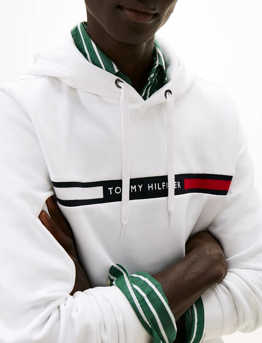 Tommy Hilfiger - HILFIGER CHEST INSERT HOODY - kapuzenpullover - white - 4