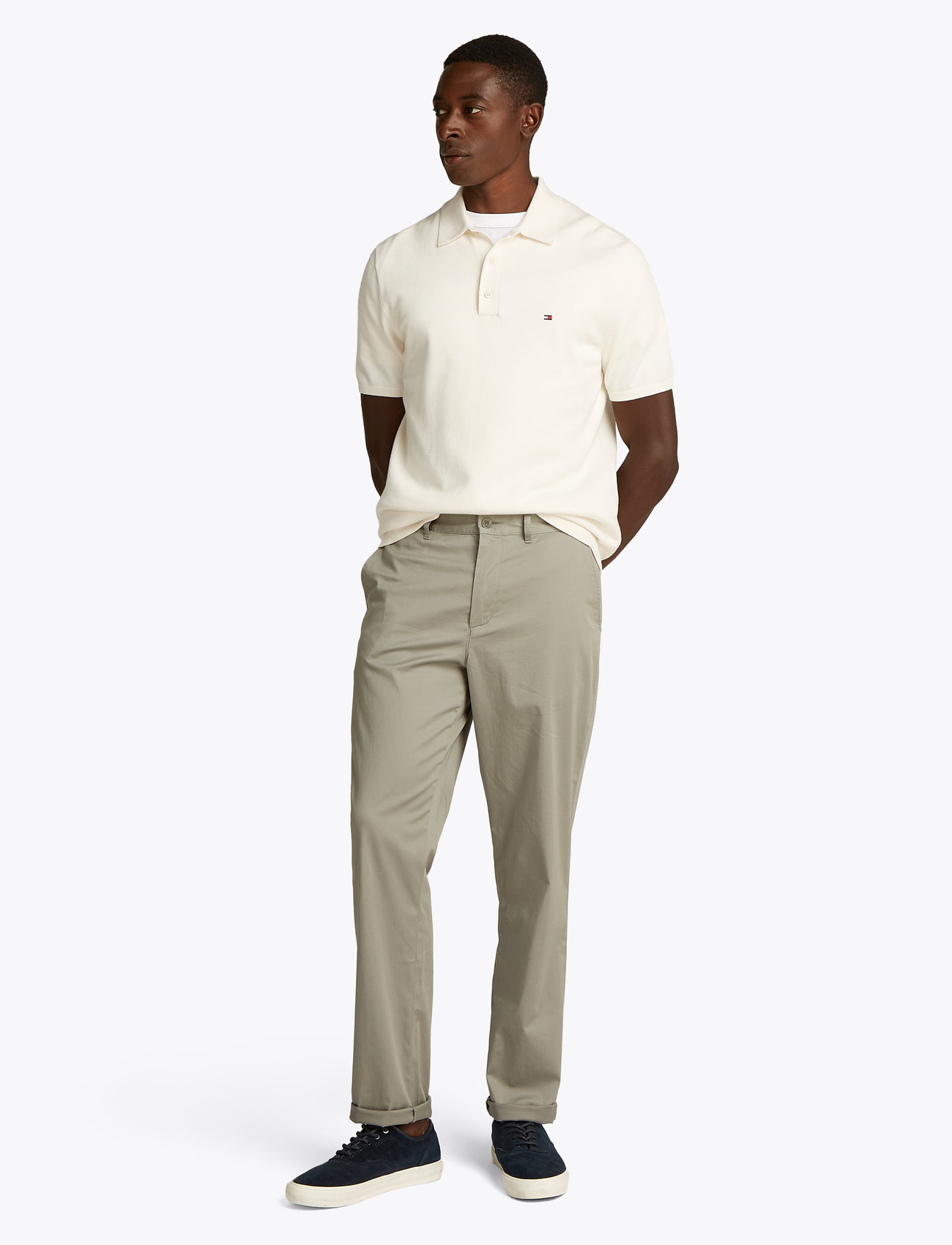 Tommy Hilfiger ESSENTIAL COTTON KNITTED POLO - Tommy Hilfiger - IVORY PETAL   NAVY TIPPING / cream