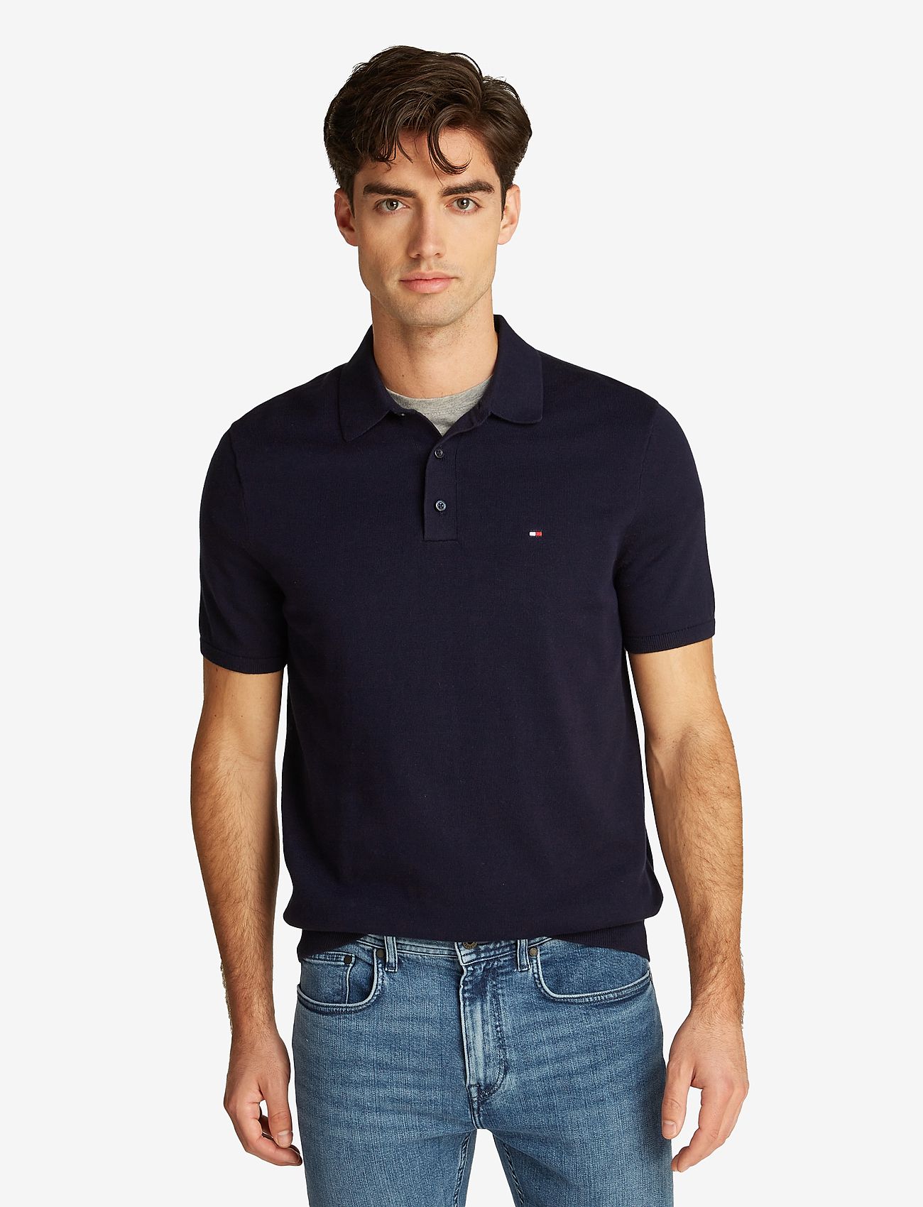 Tommy Hilfiger - ESSENTIAL COTTON KNITTED POLO - krótki rękaw - desert sky - 0