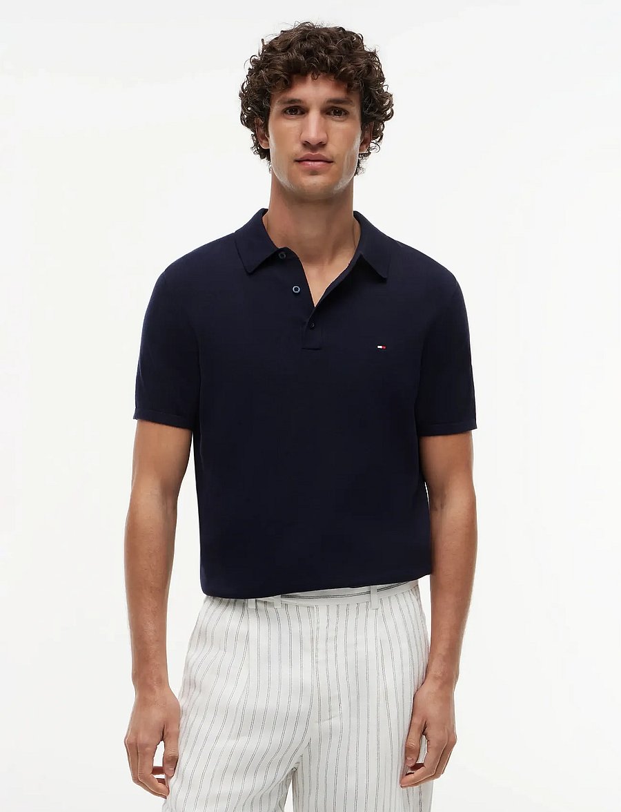 Tommy Hilfiger - ESSENTIAL COTTON KNITTED POLO - kurzärmelig - desert sky - 0
