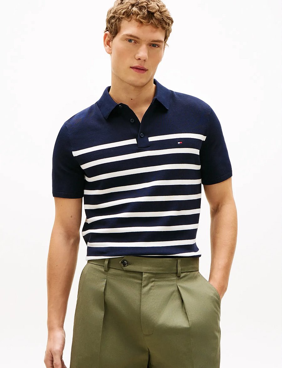 Tommy Hilfiger - ESSENTIAL COTTON KNITTED POLO - kortärmade pikéer - desert sky ivory petal - 0