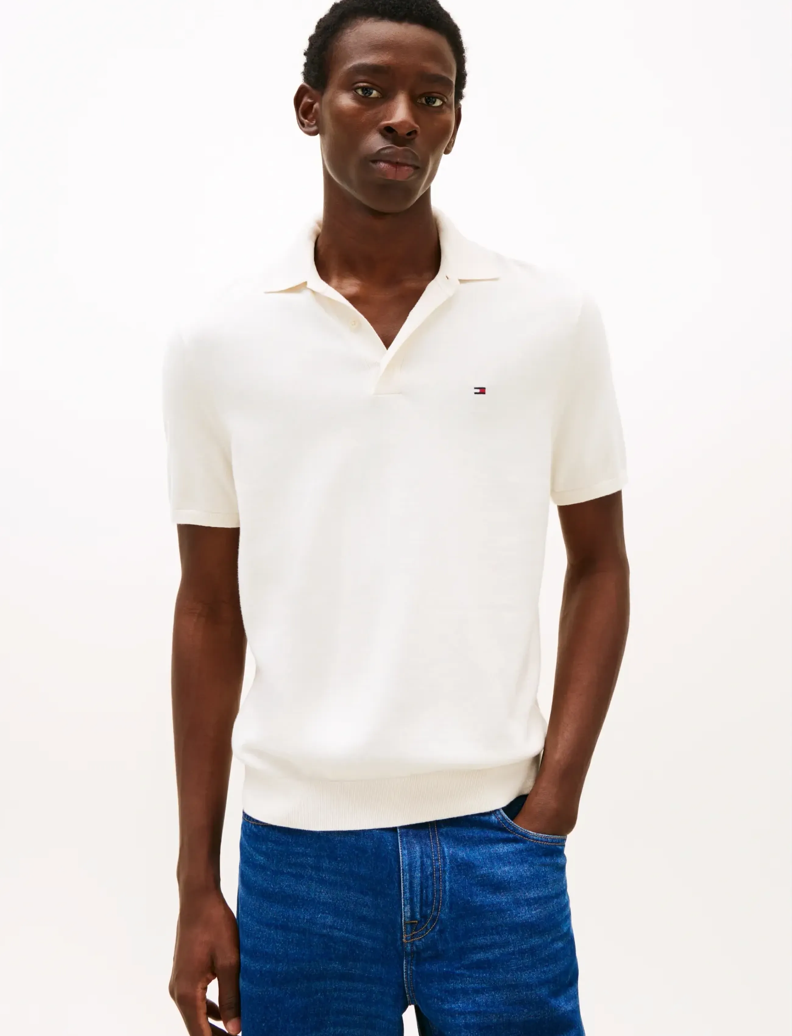 Tommy Hilfiger ESSENTIAL COTTON KNITTED POLO - Nyheter - IVORY PETAL / cream
