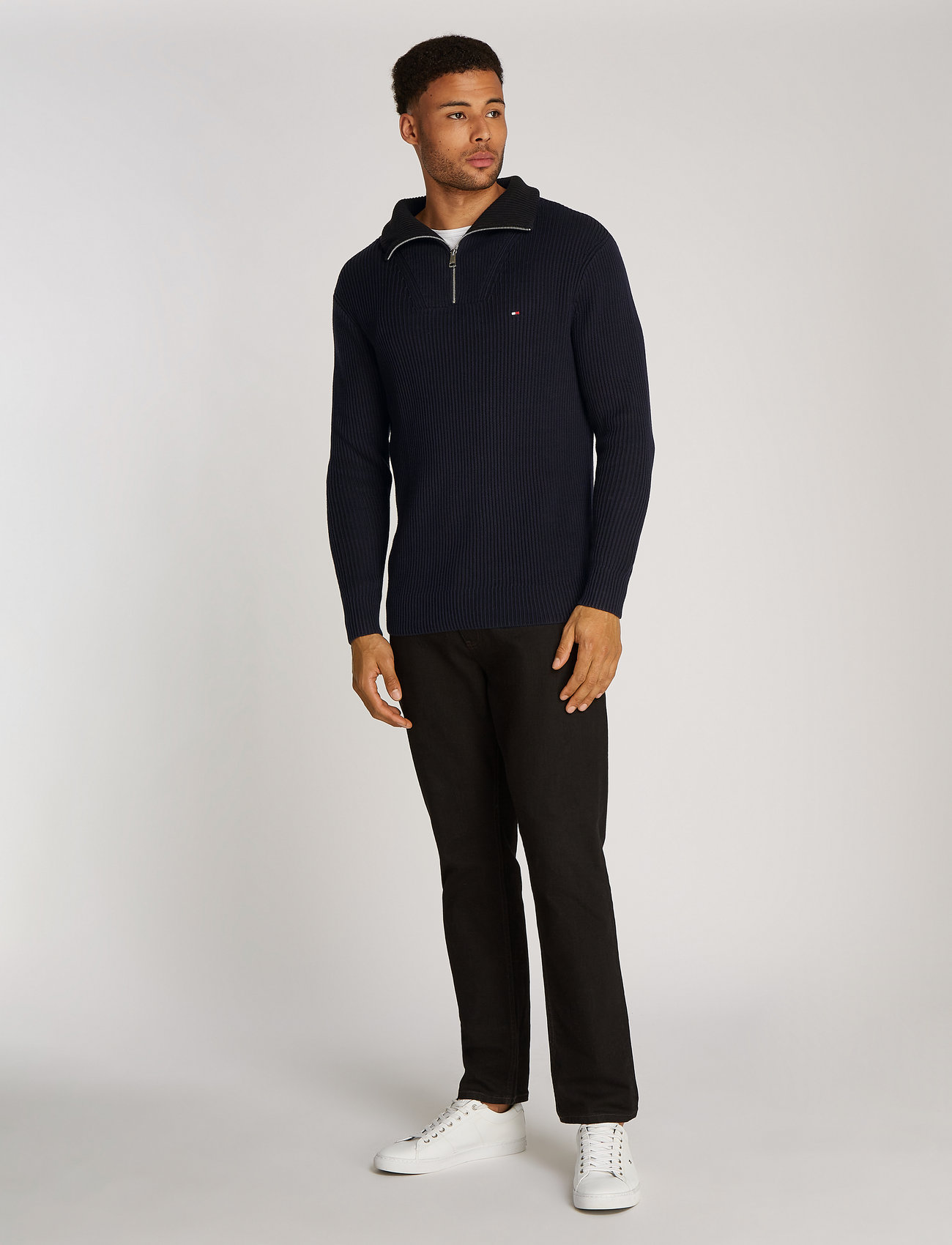 Tommy Hilfiger - CHUNKY COTTON RIB NAUTICAL ZP MK - desert sky / multi - 0