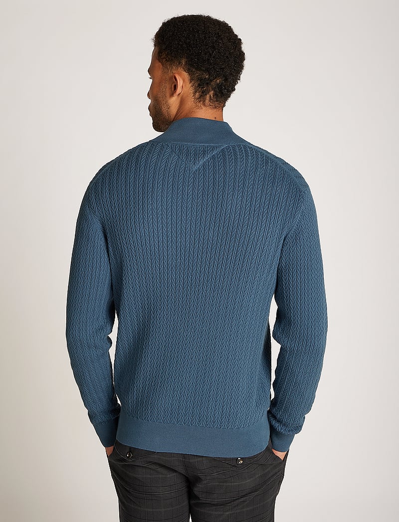 Tommy Hilfiger - HERRINGBONE STRUCTURE ZIP MOCK - tõmblukk-kaelusega džemprid - aegean sea - 2