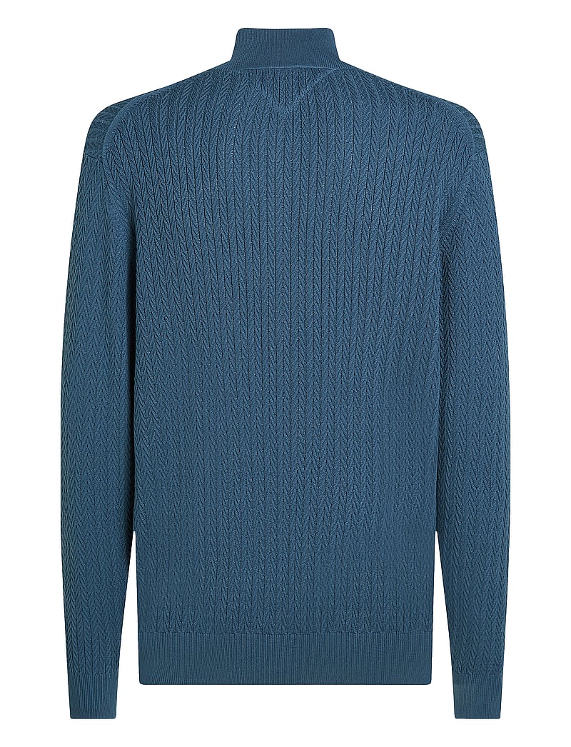 Tommy Hilfiger - HERRINGBONE STRUCTURE ZIP MOCK - tõmblukk-kaelusega džemprid - aegean sea - 4