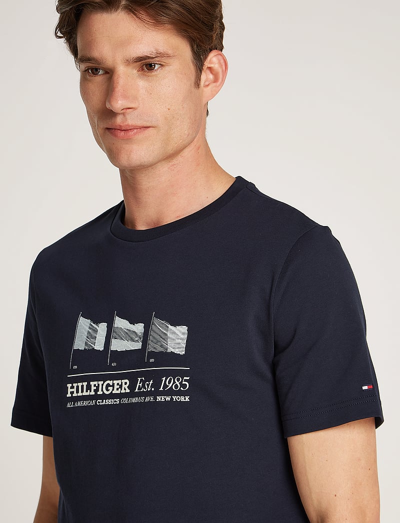 Tommy Hilfiger - HILFIGER FLAGS TEE - kurzärmelig - desert sky - 3