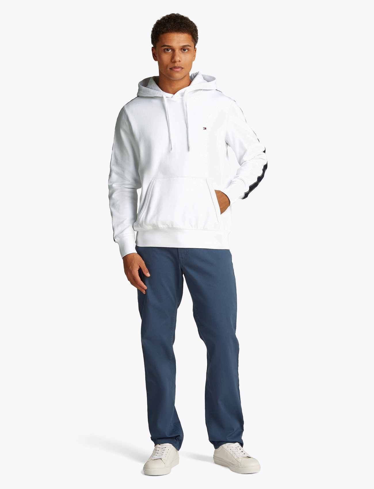 Tommy Hilfiger - GLOBAL STRIPE HOODY - hoodies - bright white - 0