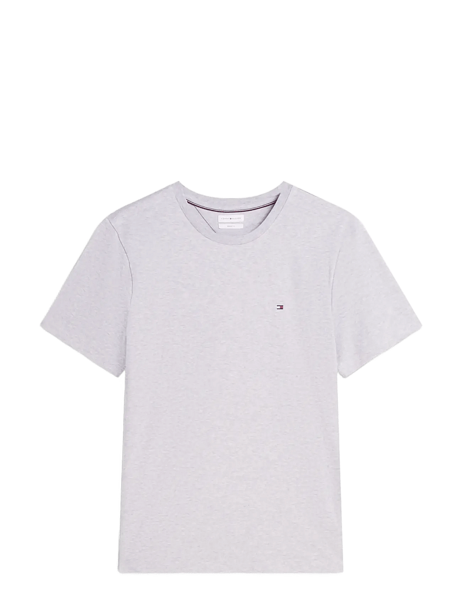 Tommy Hilfiger - LIGHT INTERLOCK TEE - kurzärmelige t-shirts - light grey heather - 1