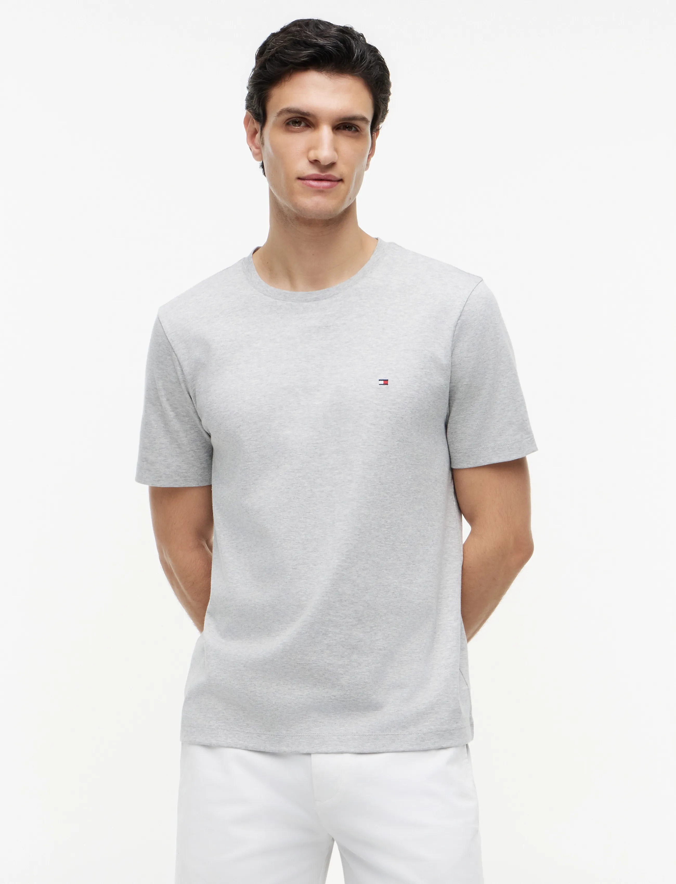 Tommy Hilfiger LIGHT INTERLOCK TEE - T-shirts - LIGHT GREY HEATHER / grey