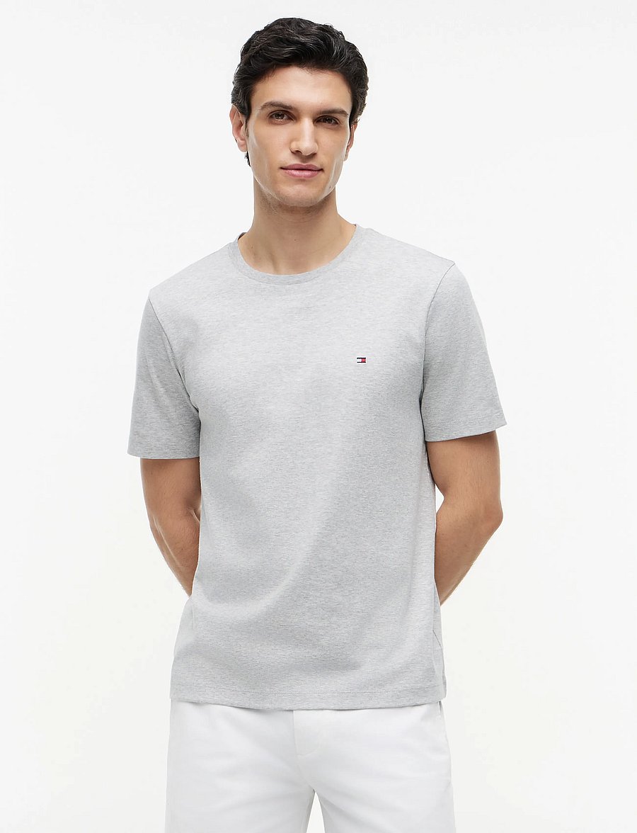 Tommy Hilfiger - LIGHT INTERLOCK TEE - kurzärmelige t-shirts - light grey heather - 0