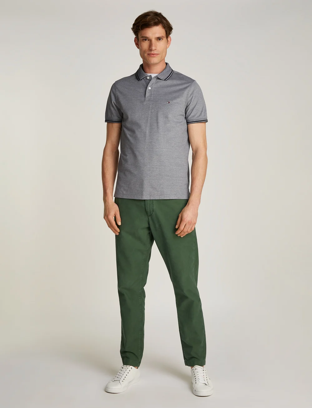 Tommy Hilfiger - OXFORD TWO TONE REG POLO - lühikeste varrukatega polod - desert sky / white - 0