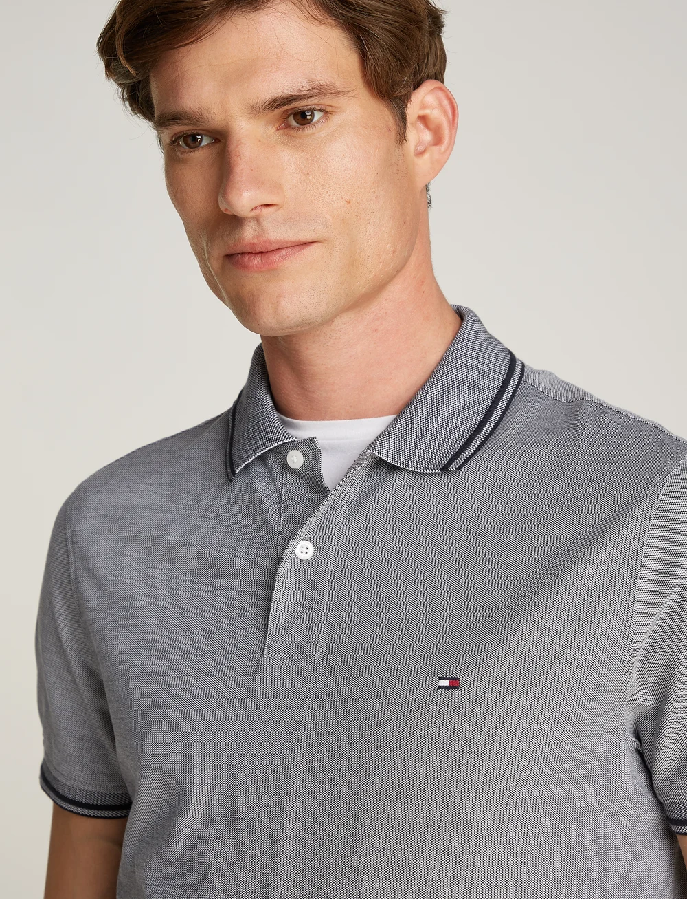 Tommy Hilfiger - OXFORD TWO TONE REG POLO - lühikeste varrukatega polod - desert sky / white - 3