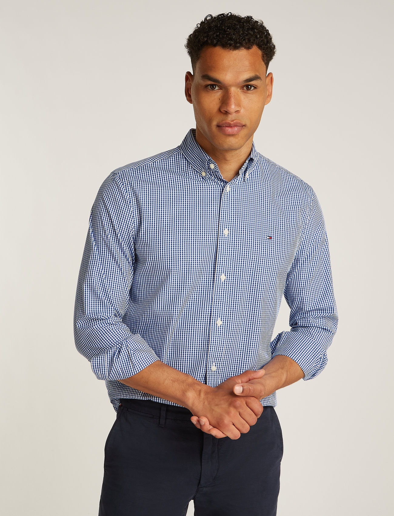 Tommy Hilfiger - FLEX POPLIN GINGHAM RF SHIRT - wedge blue / optic white - 0