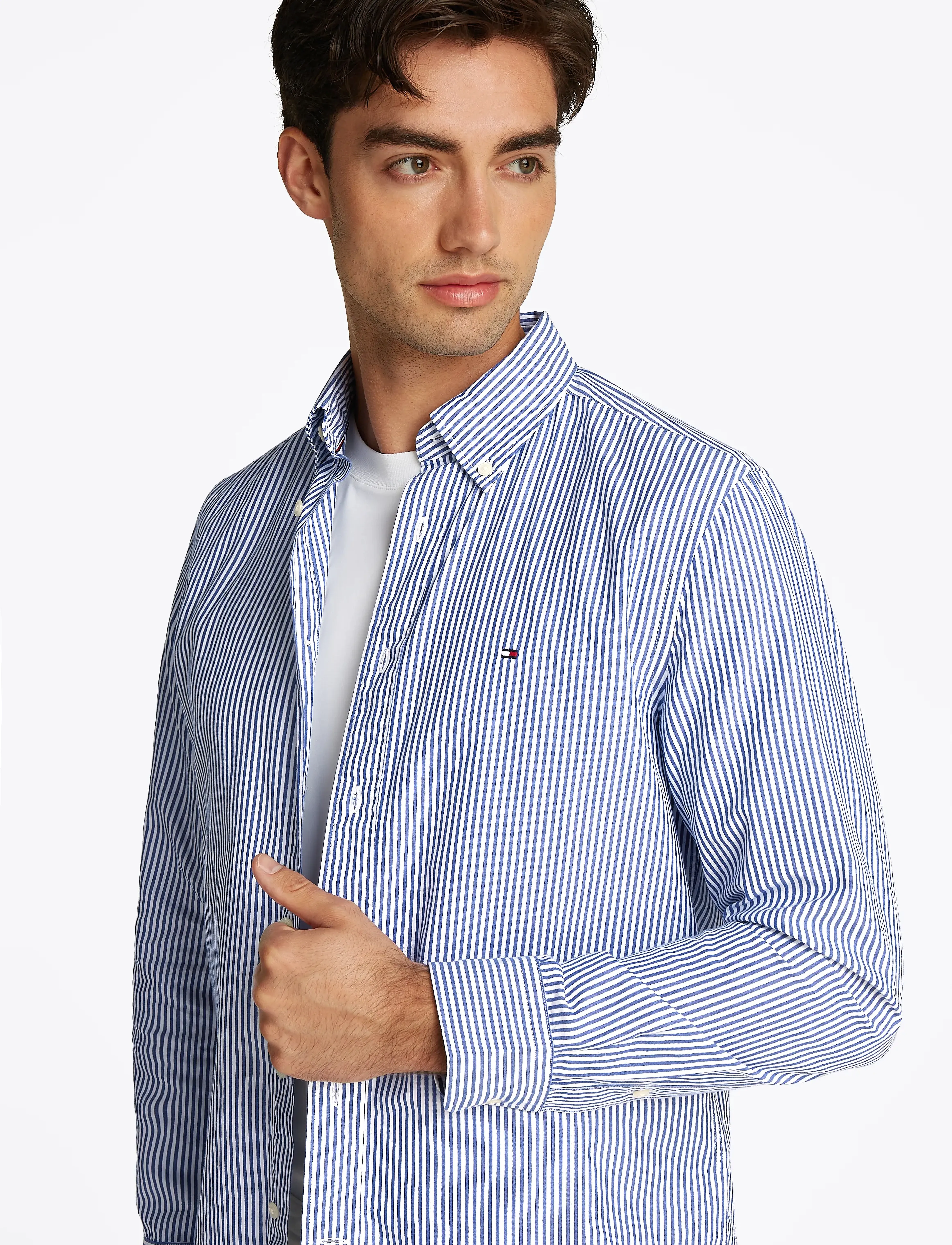 Tommy Hilfiger - FLEX POPLIN CLASSIC STP RF SHIRT - wedge blue / optic white - 5