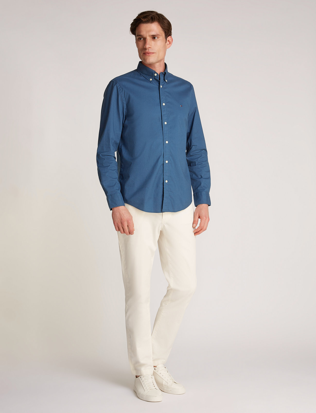 Tommy Hilfiger - FLEX POPLIN SOLID RF SHIRT - tavalised t-särgid - aegean sea - 1