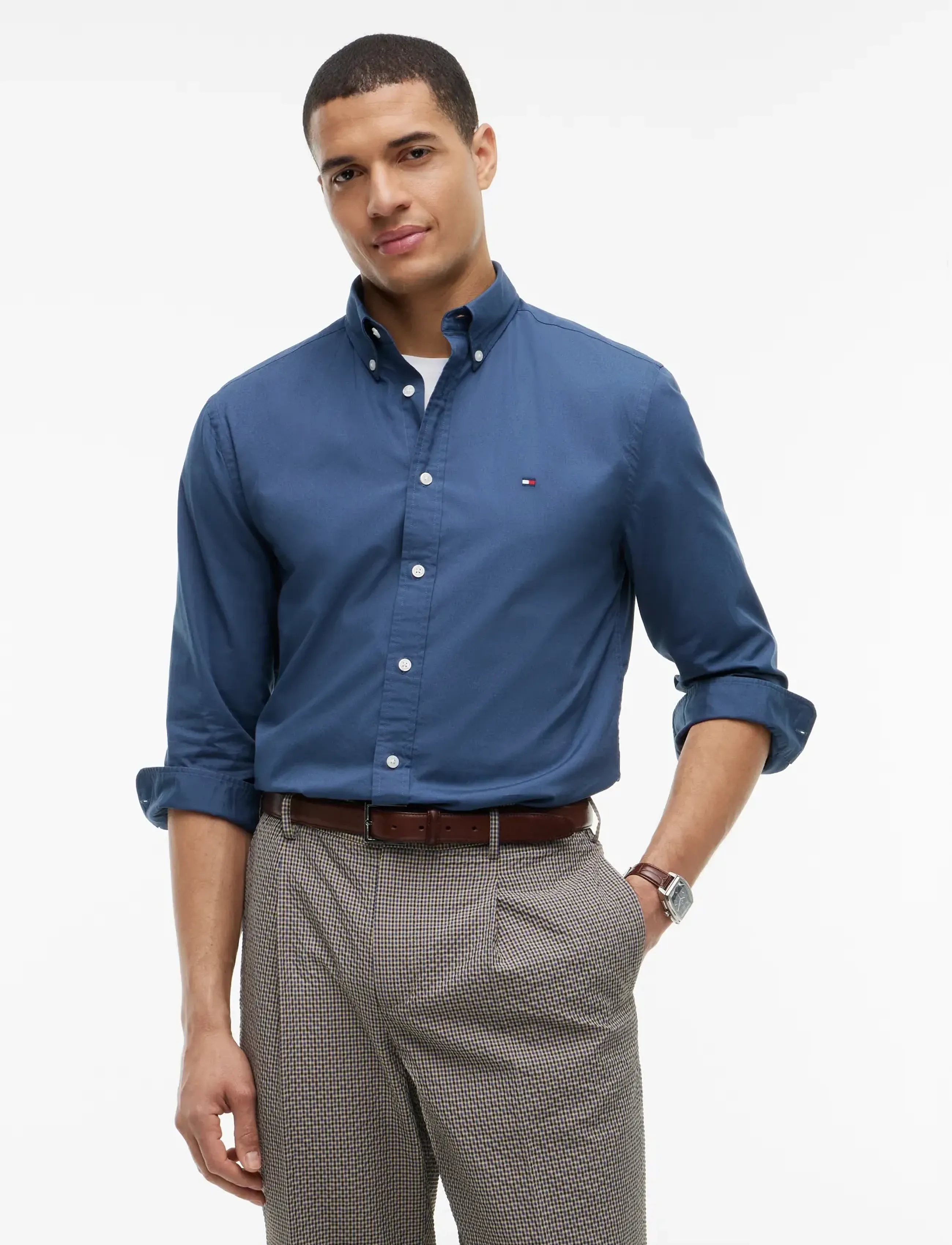 Tommy Hilfiger FLEX POPLIN SOLID RF SHIRT - Kleidung - AEGEAN SEA / blue