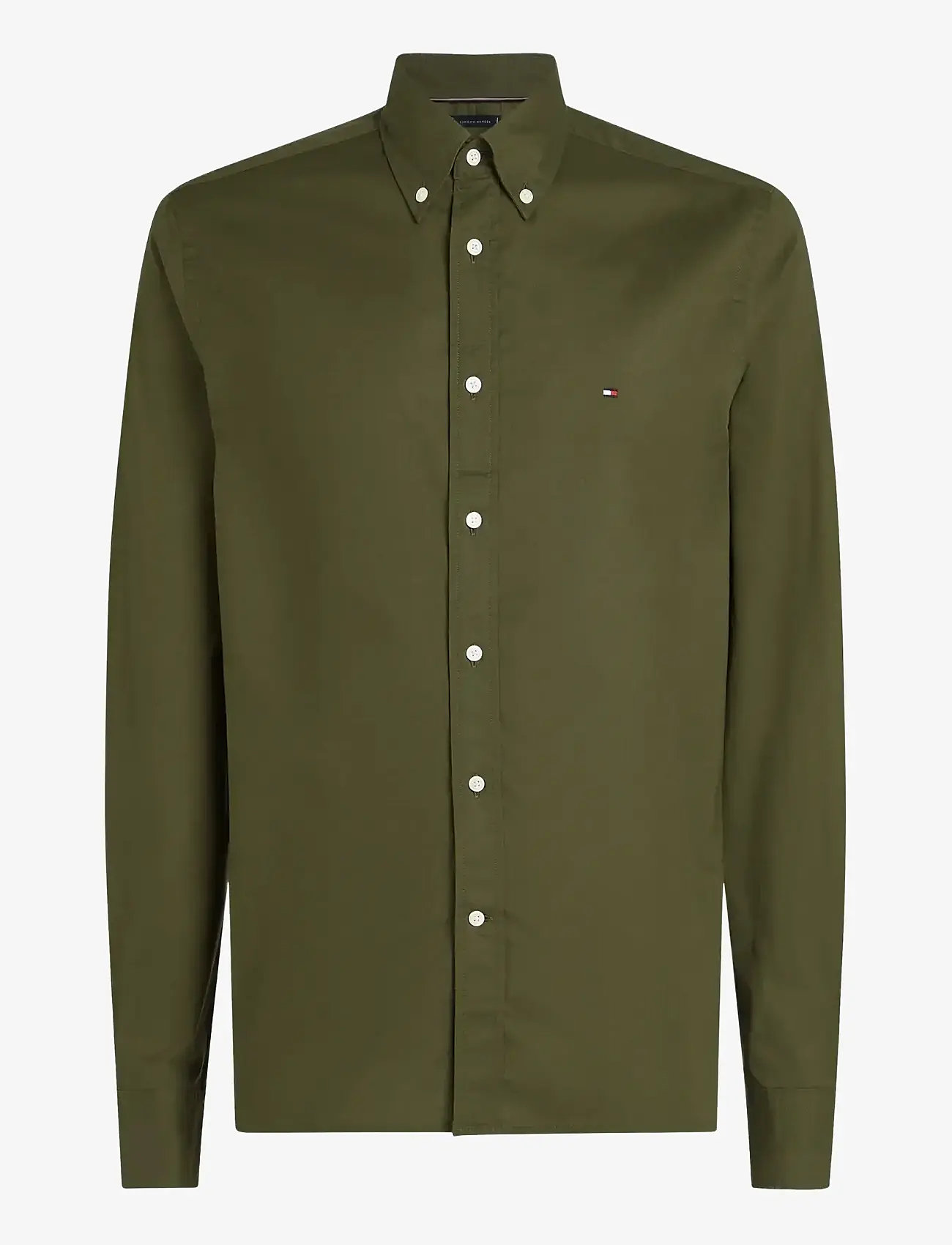 Tommy Hilfiger - FLEX POPLIN SOLID RF SHIRT - basic skjortor - army green - 1